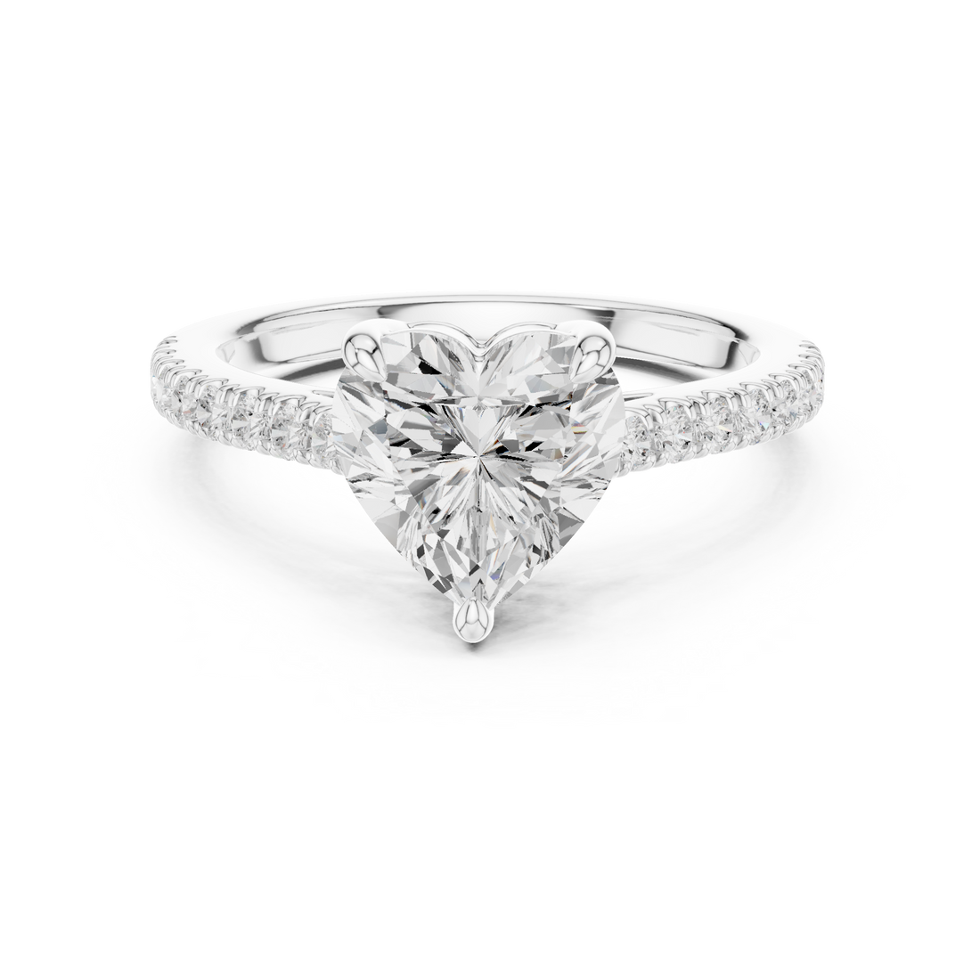 Romantic Heart Cut Engagement Ring | Hidden Sparkle Pave Shank