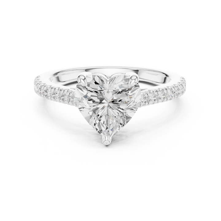 Romantic Heart Cut Engagement Ring | Hidden Sparkle Pave Shank