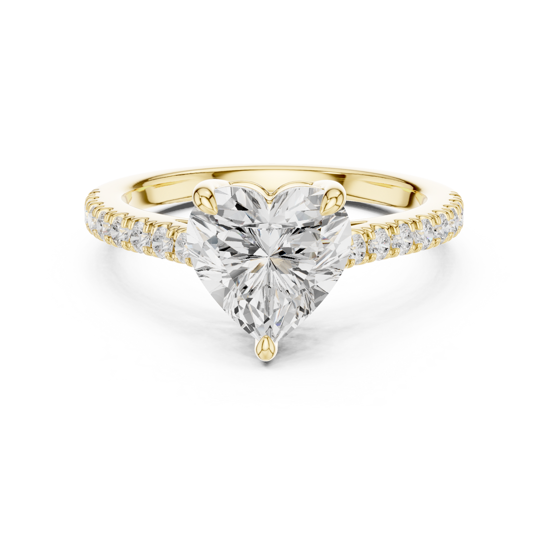Romantic Heart Cut Engagement Ring | Hidden Sparkle Pave Shank
