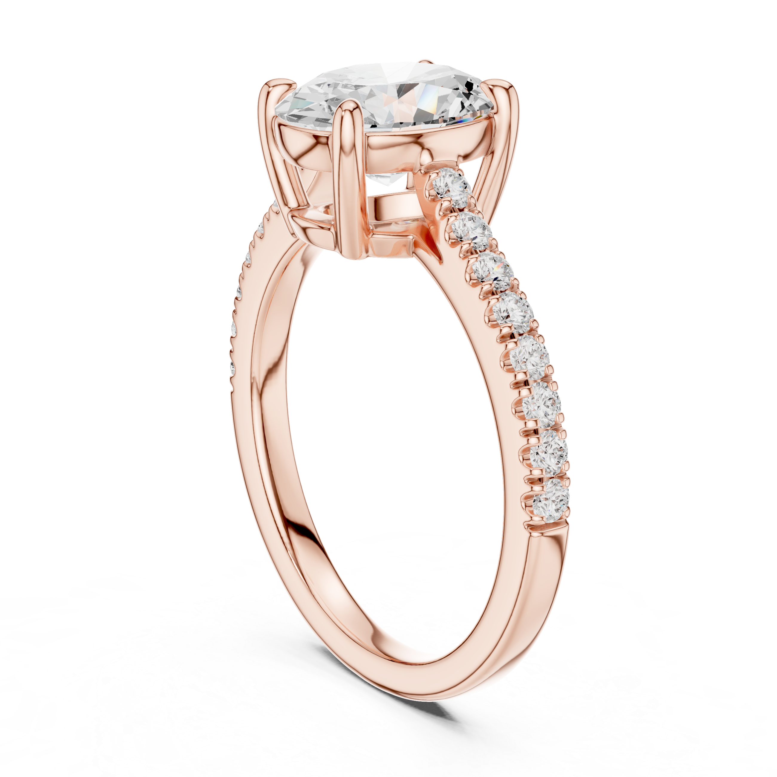 Fine Oval Cut Diamond Ring with Half Eternity Pavé Band | Minimalist Luxury Engagement Ring
