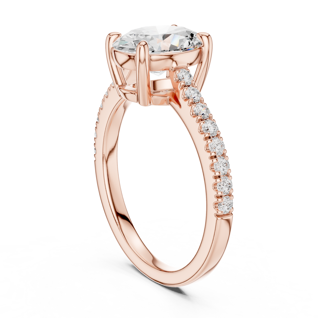 Fine Oval Cut Diamond Ring with Half Eternity Pavé Band | Minimalist Luxury Engagement Ring