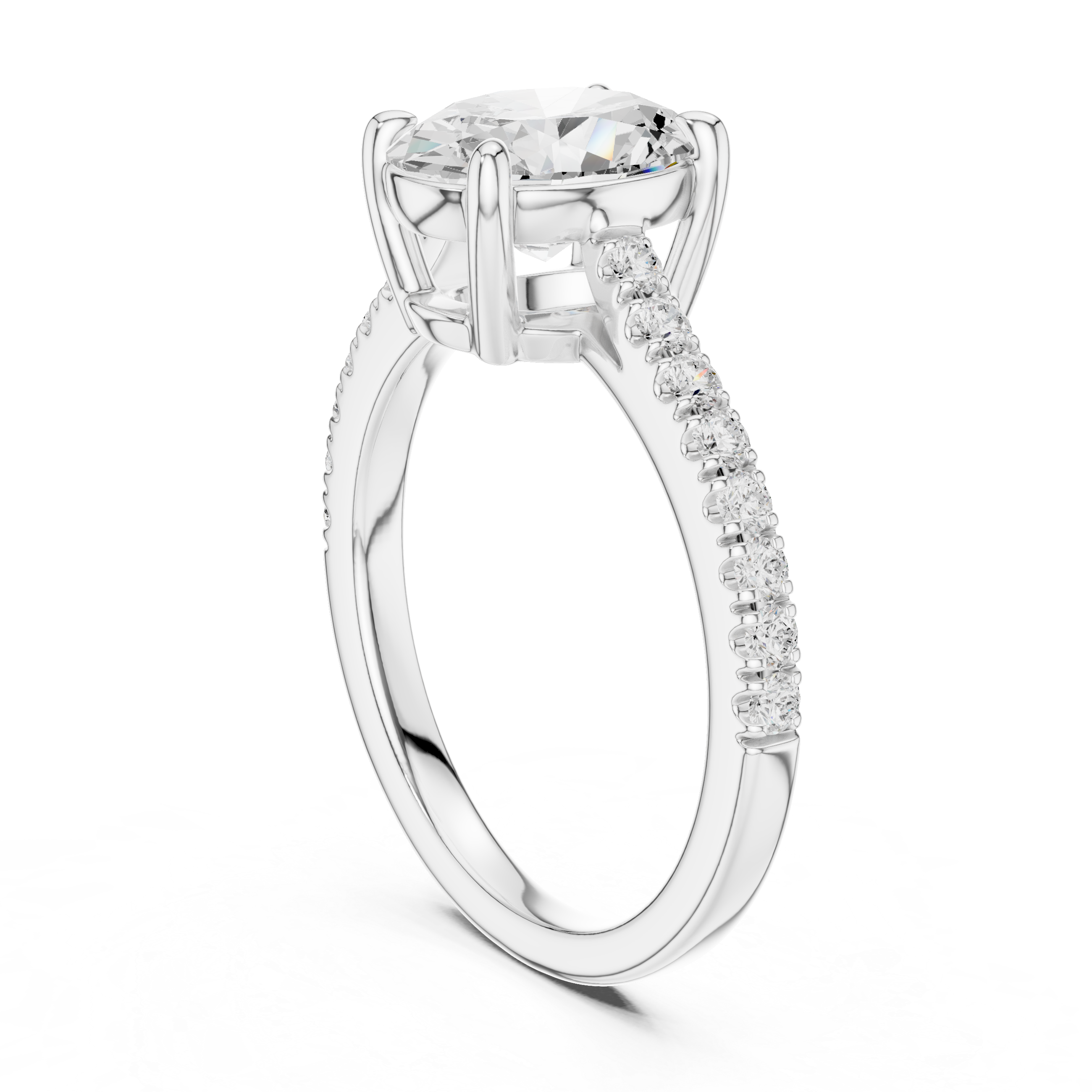 Fine Oval Cut Diamond Ring with Half Eternity Pavé Band | Minimalist Luxury Engagement Ring