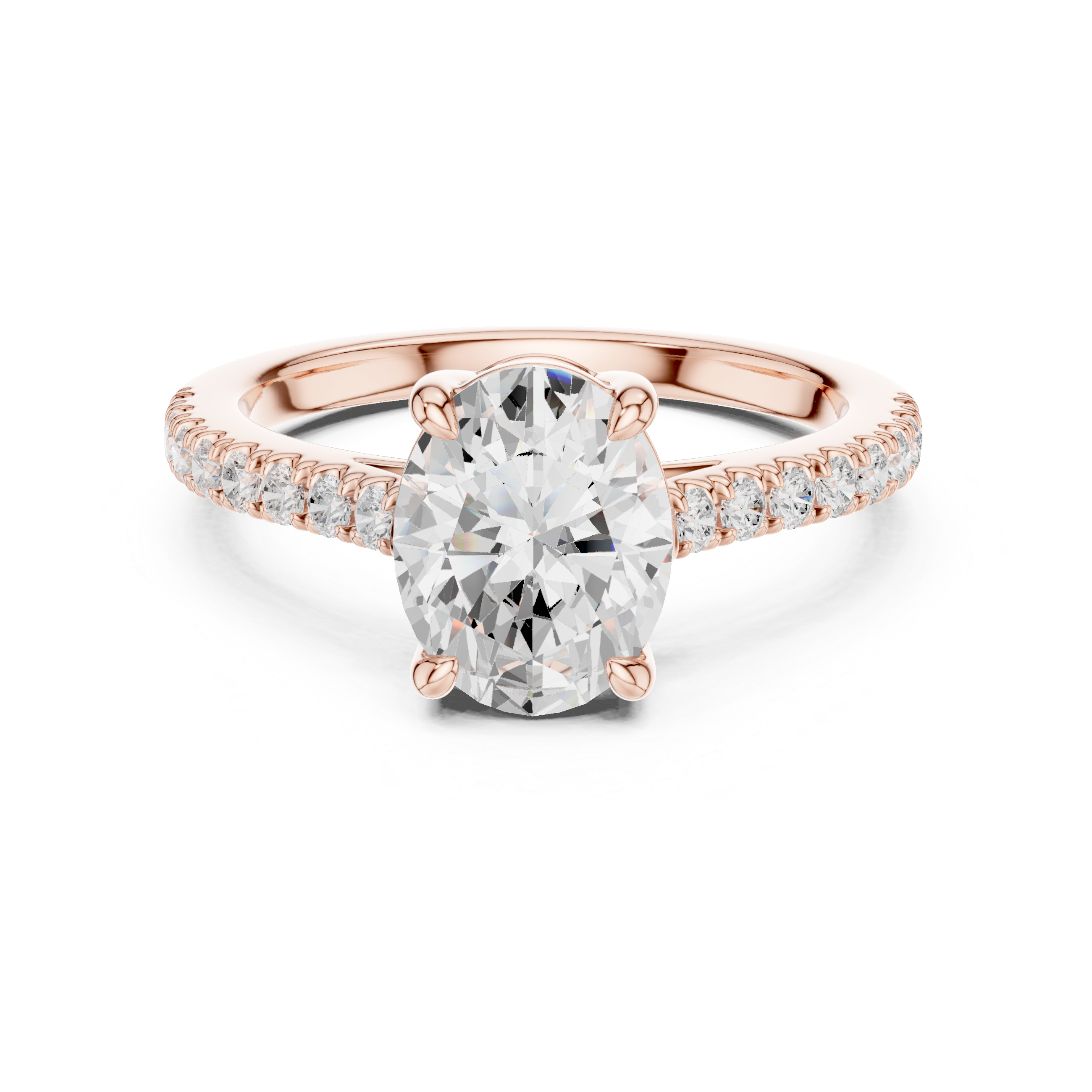 Fine Oval Cut Diamond Ring with Half Eternity Pavé Band | Minimalist Luxury Engagement Ring