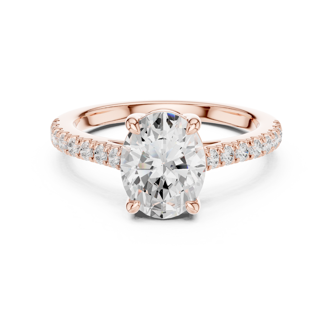 Fine Oval Cut Diamond Ring with Half Eternity Pavé Band | Minimalist Luxury Engagement Ring
