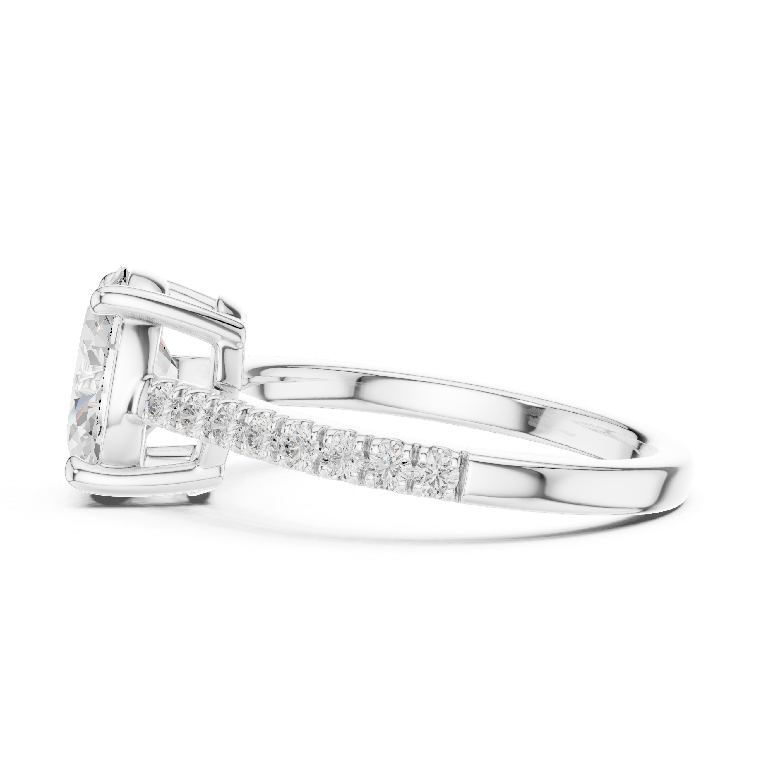 Fine Oval Cut Diamond Ring with Half Eternity Pavé Band | Minimalist Luxury Engagement Ring
