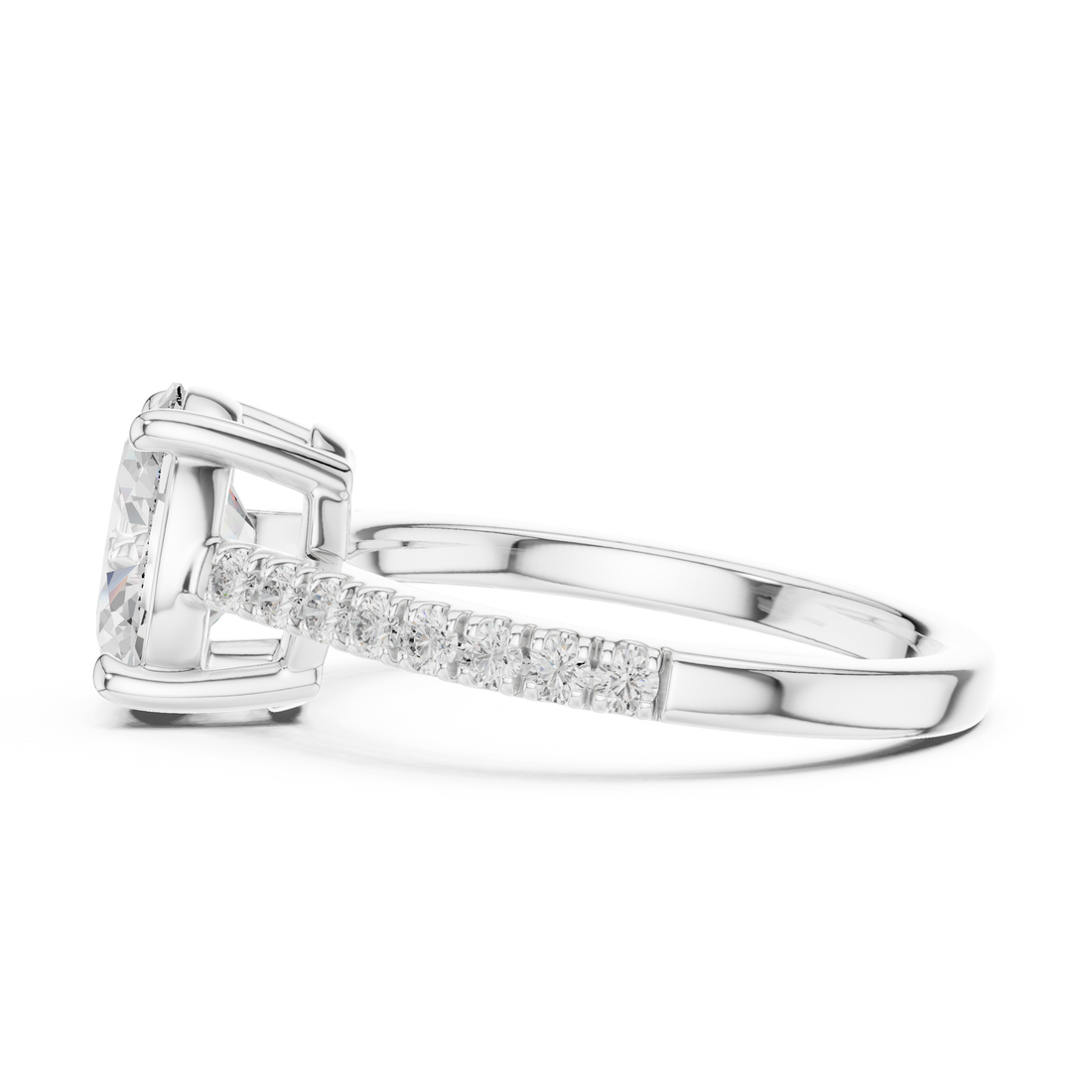 Fine Oval Cut Diamond Ring with Half Eternity Pavé Band | Minimalist Luxury Engagement Ring