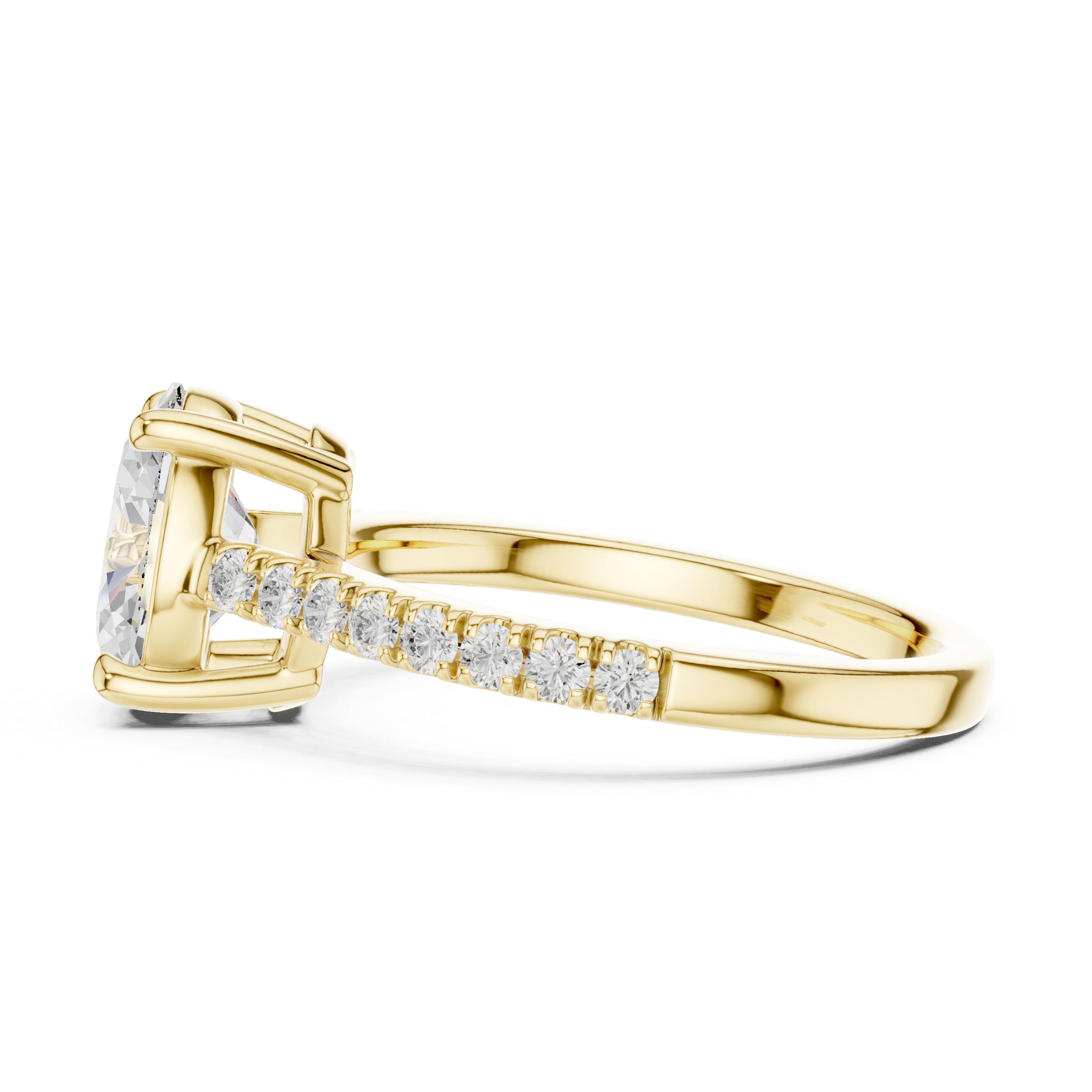 Fine Oval Cut Diamond Ring with Half Eternity Pavé Band | Minimalist Luxury Engagement Ring