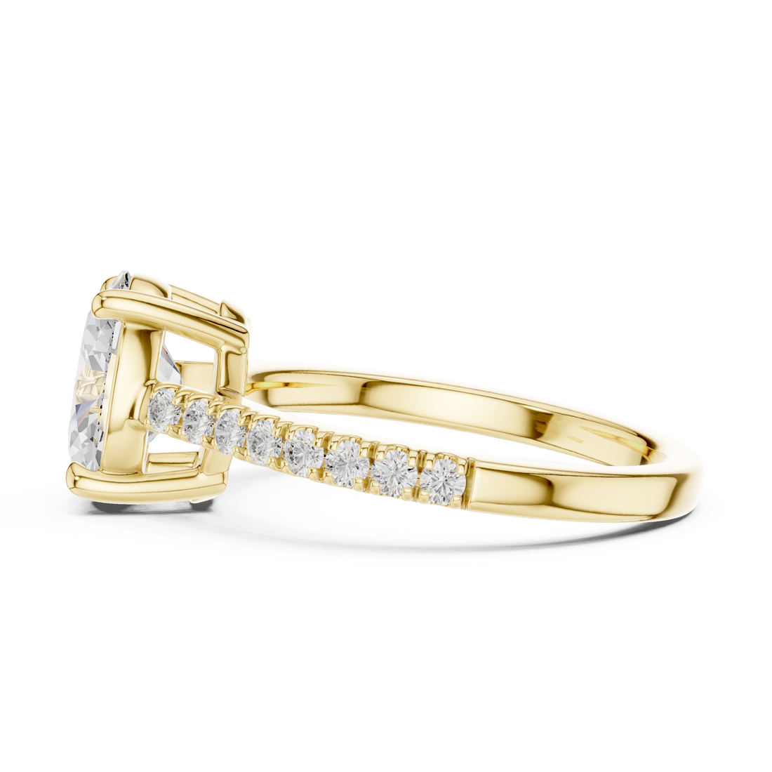 Fine Oval Cut Diamond Ring with Half Eternity Pavé Band | Minimalist Luxury Engagement Ring