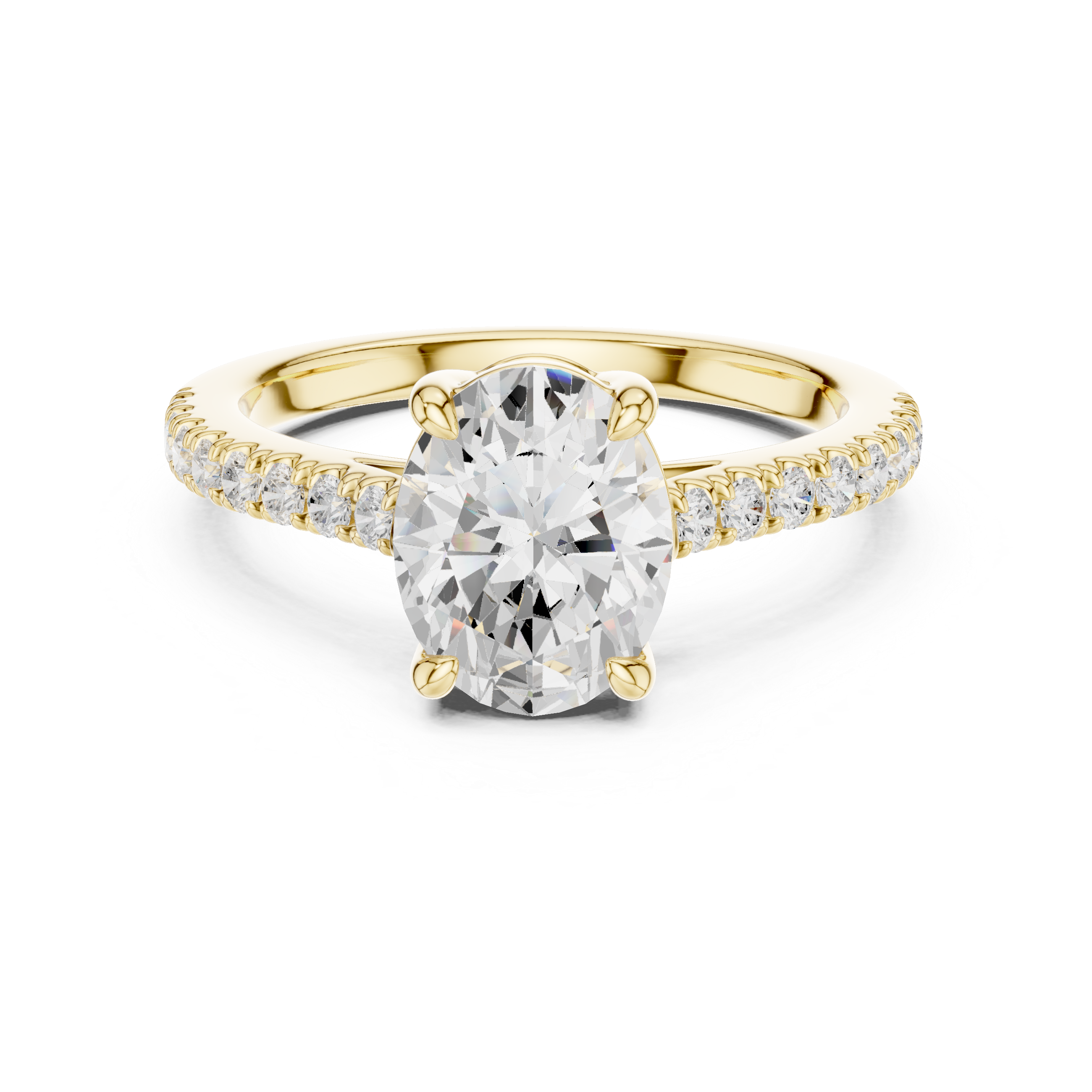 Fine Oval Cut Diamond Ring with Half Eternity Pavé Band | Minimalist Luxury Engagement Ring