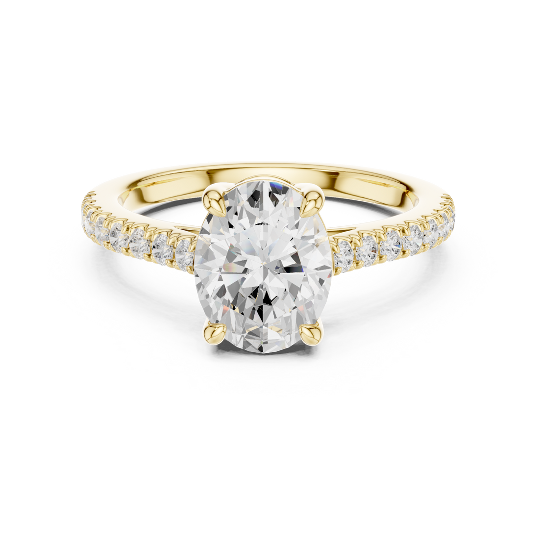 Fine Oval Cut Diamond Ring with Half Eternity Pavé Band | Minimalist Luxury Engagement Ring