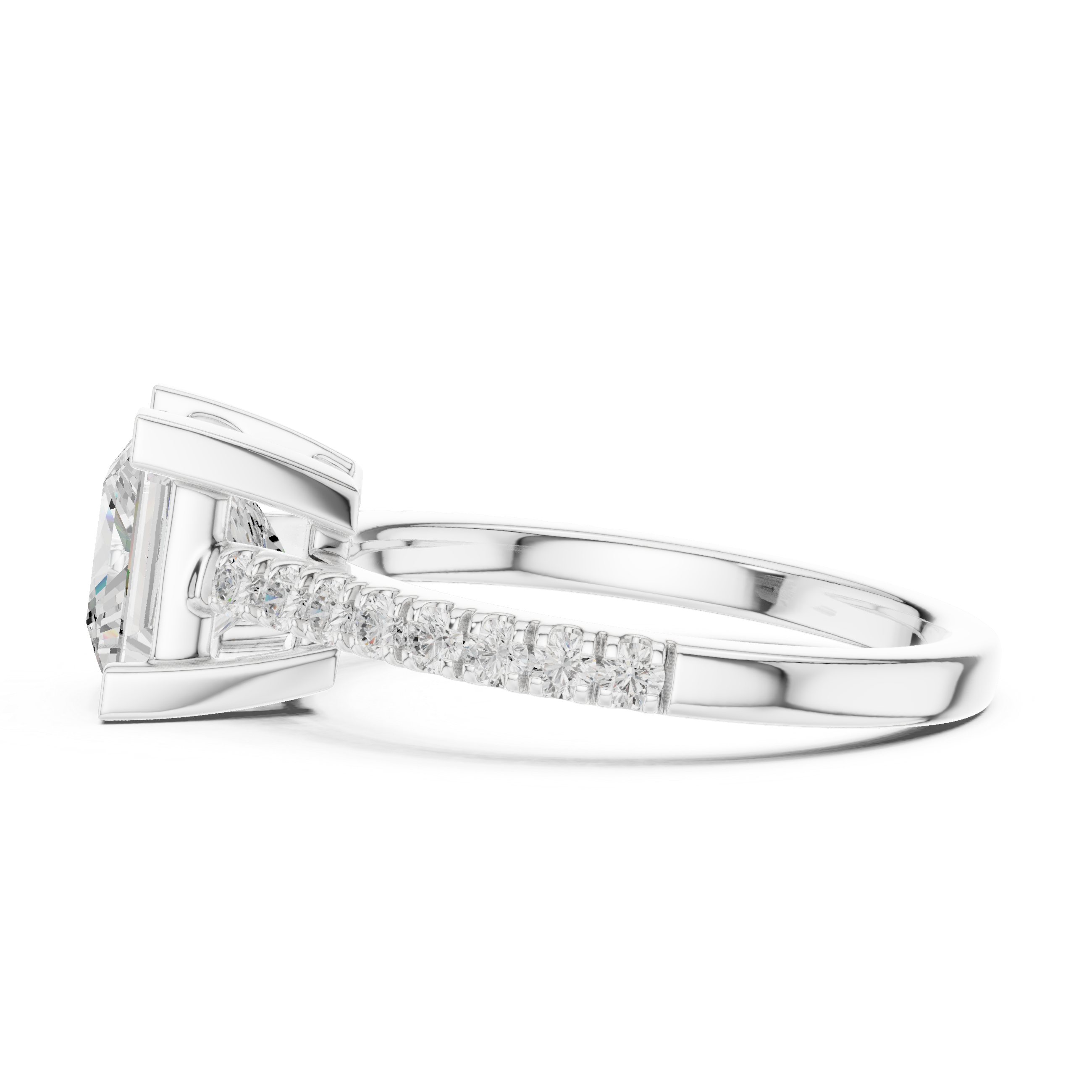 Stunning Princess Diamond Engagement Ring with Pavé Set Band | Sleek and Sophisticated Rose Gold Design