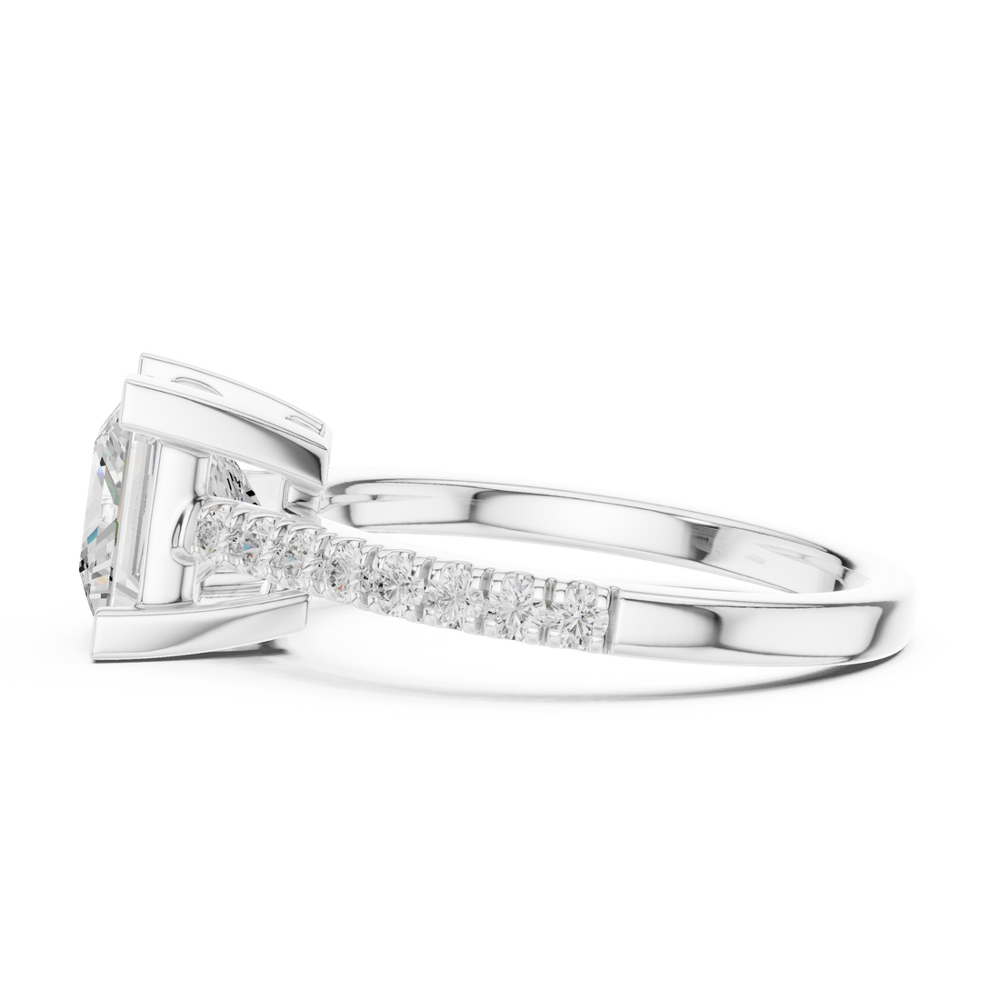 Stunning Princess Diamond Engagement Ring with Pavé Set Band | Sleek and Sophisticated Rose Gold Design
