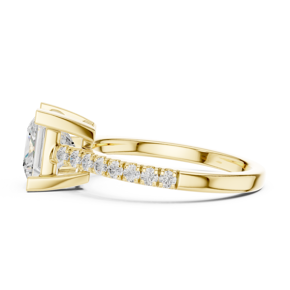 Stunning Princess Diamond Engagement Ring with Pavé Set Band | Sleek and Sophisticated Rose Gold Design