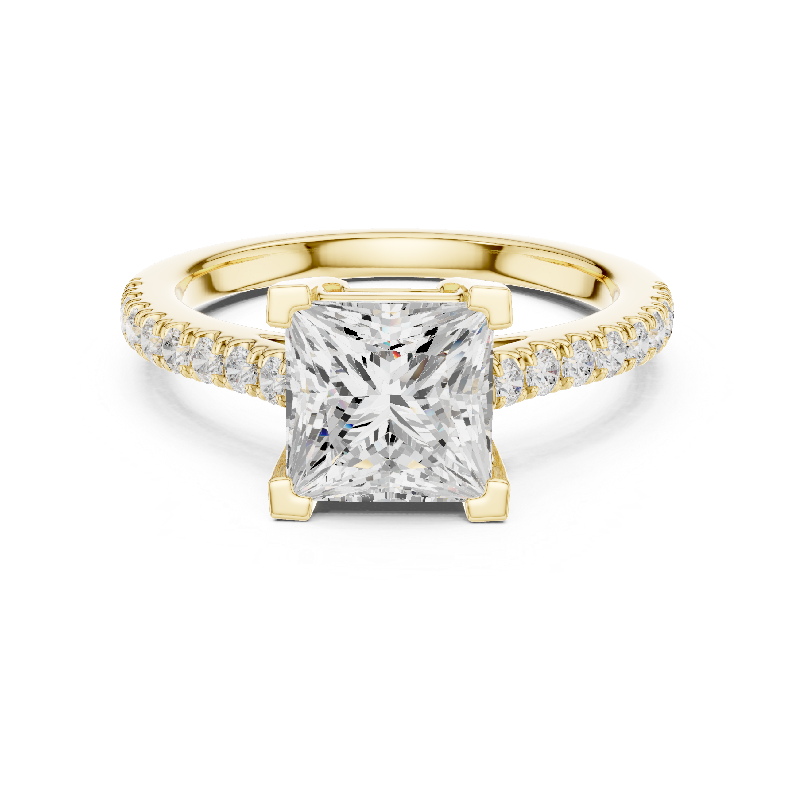 Stunning Princess Diamond Engagement Ring with Pavé Set Band | Sleek and Sophisticated Rose Gold Design