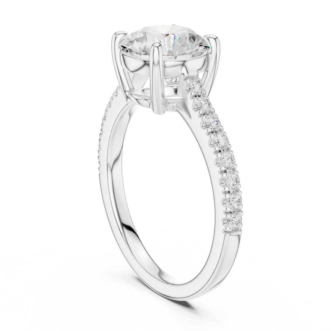 Exquisite Round Cut Diamond Ring with Diamond | Studded Band | Elegant Gold Engagement Jewelry