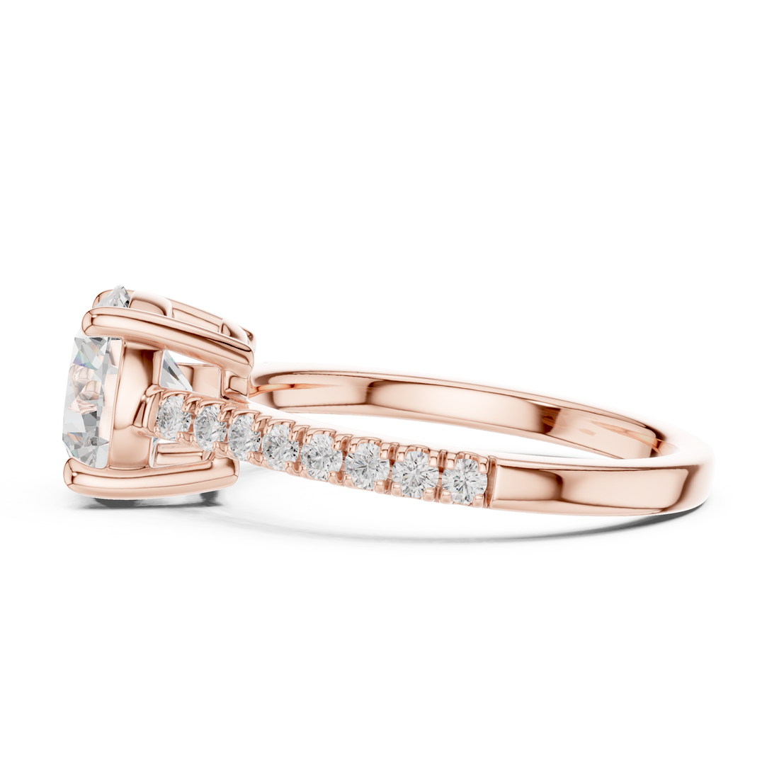 Exquisite Round Cut Diamond Ring with Diamond | Studded Band | Elegant Gold Engagement Jewelry