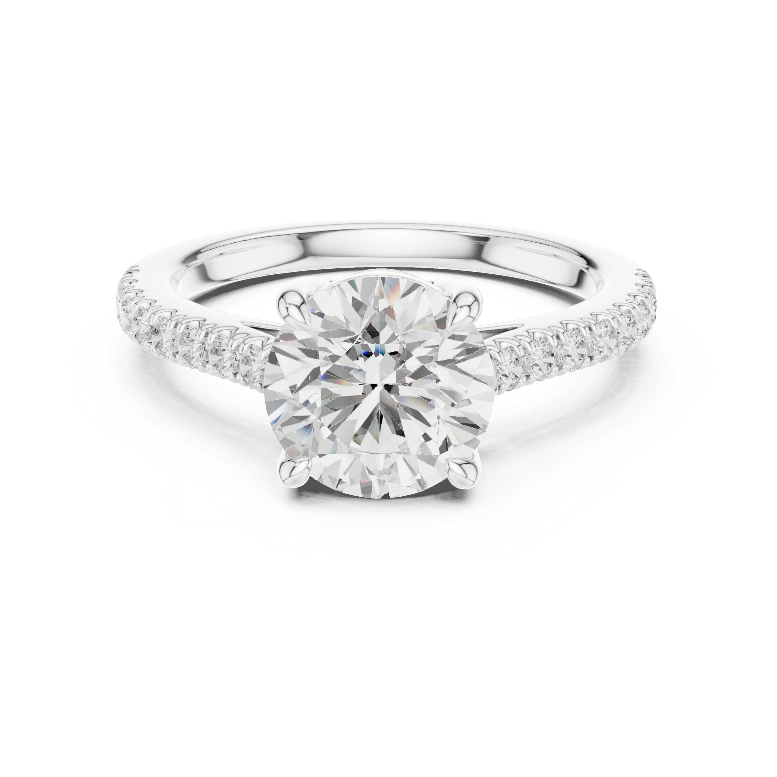 Exquisite Round Cut Diamond Ring with Diamond | Studded Band | Elegant Gold Engagement Jewelry