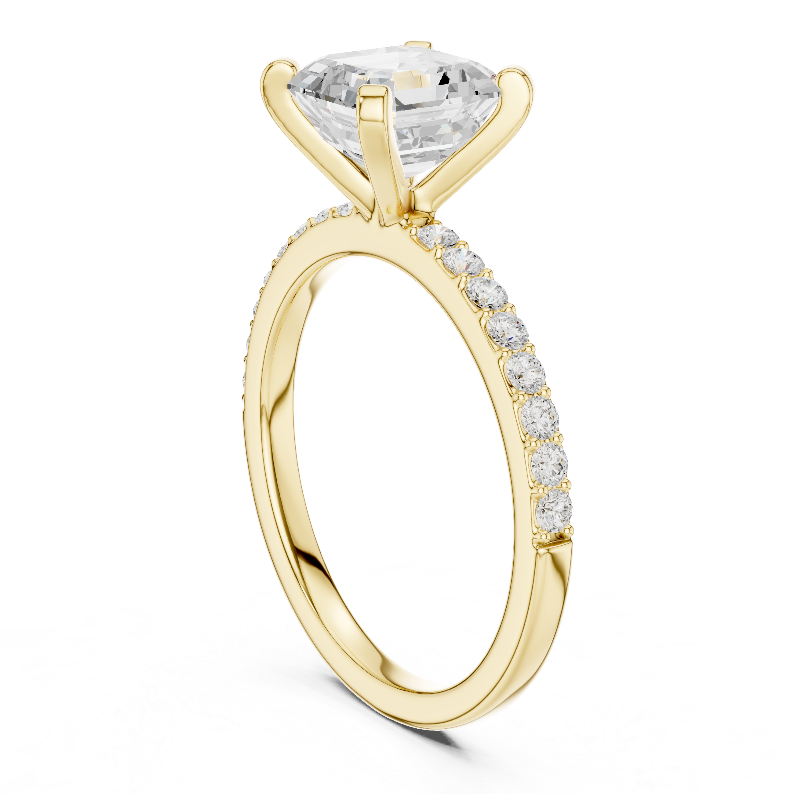 Everyday Fine Asscher Cut Diamond Solitaire Ring with Half Pavé Accent Band | Elegant Luxury Ring (Copy)