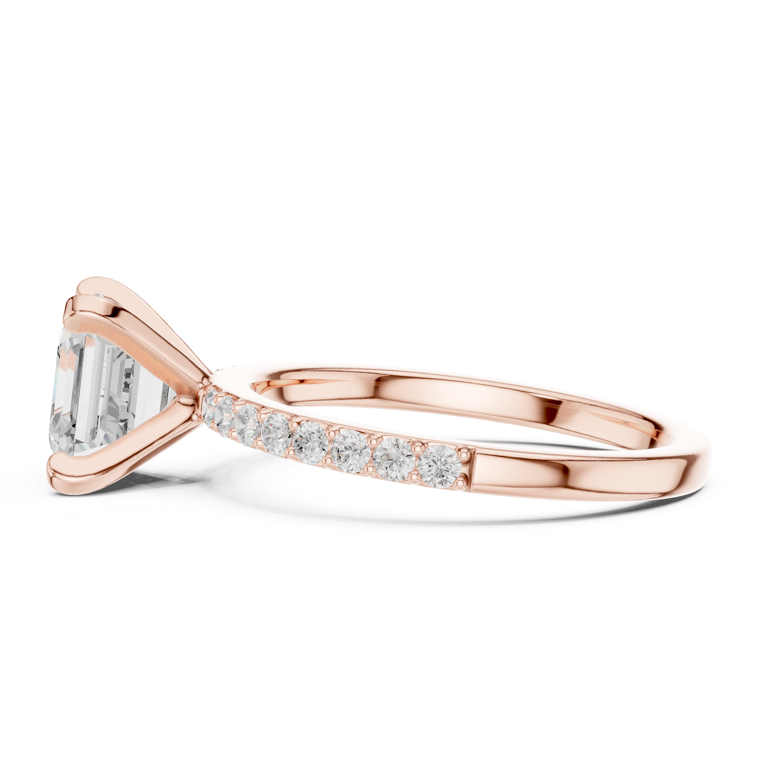 Everyday Fine Asscher Cut Diamond Solitaire Ring with Half Pavé Accent Band | Elegant Luxury Ring (Copy)