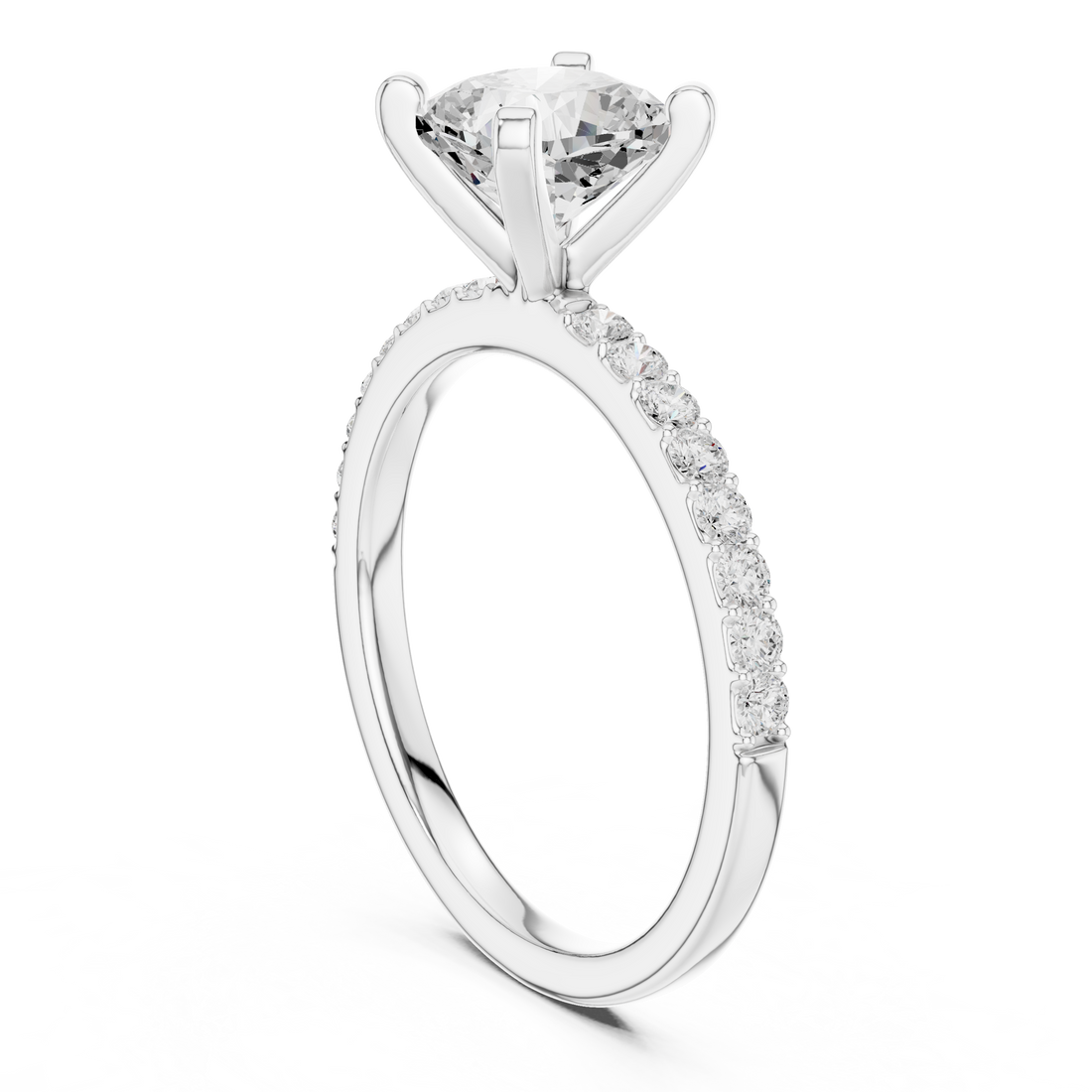 Timeless  Stunning Cushion Cut Solitaire Engagement Ring with Diamond Accents