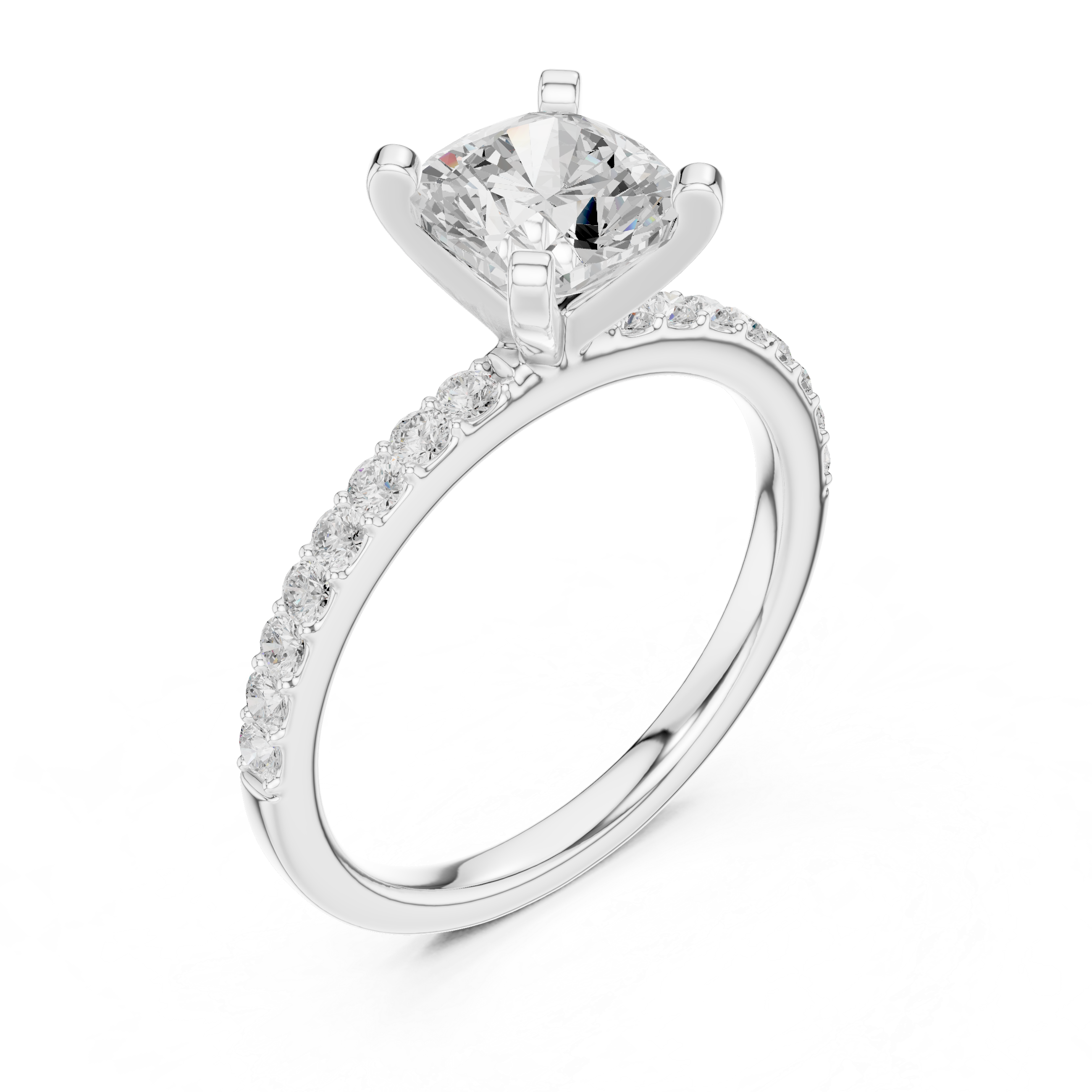 Timeless  Stunning Cushion Cut Solitaire Engagement Ring with Diamond Accents