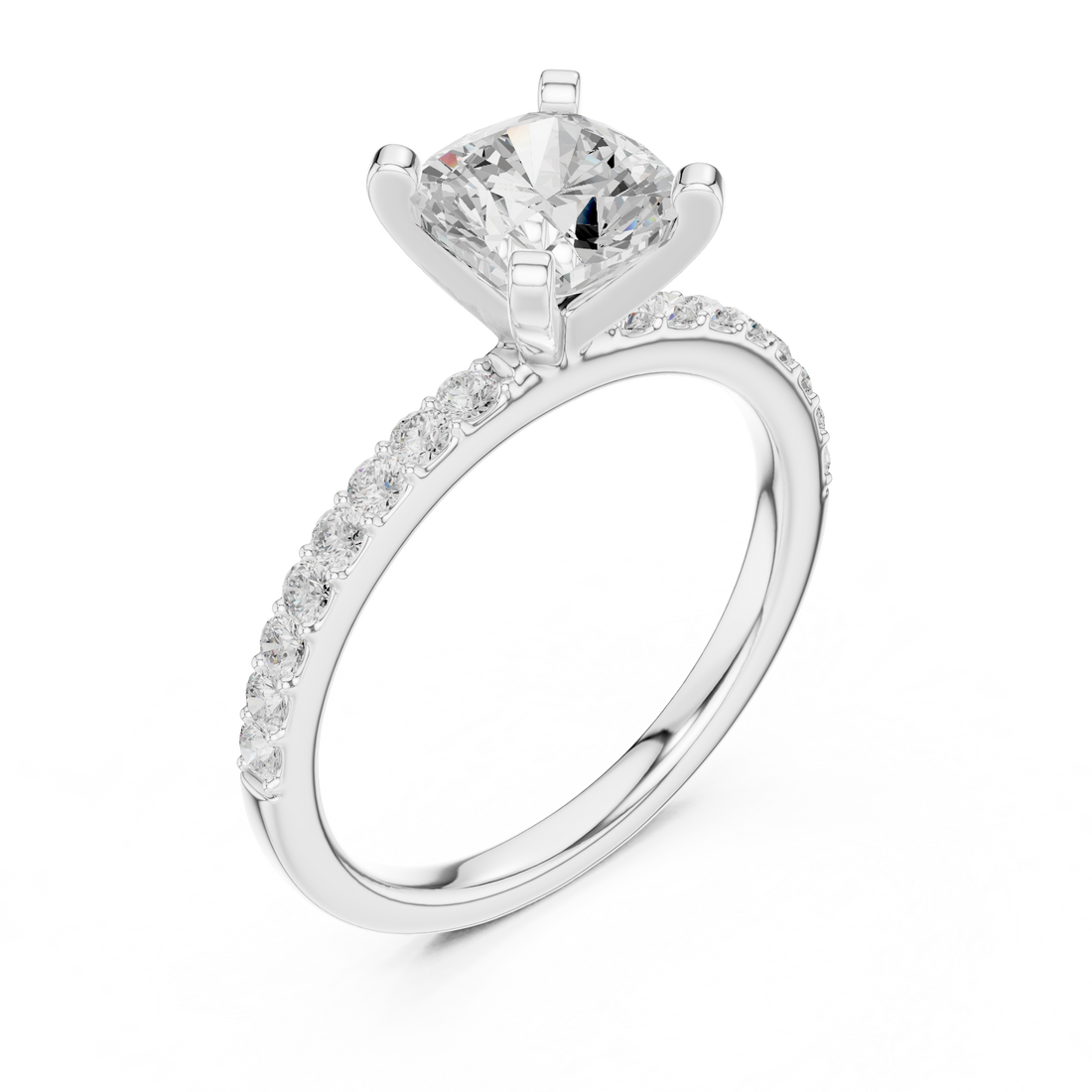 Timeless  Stunning Cushion Cut Solitaire Engagement Ring with Diamond Accents