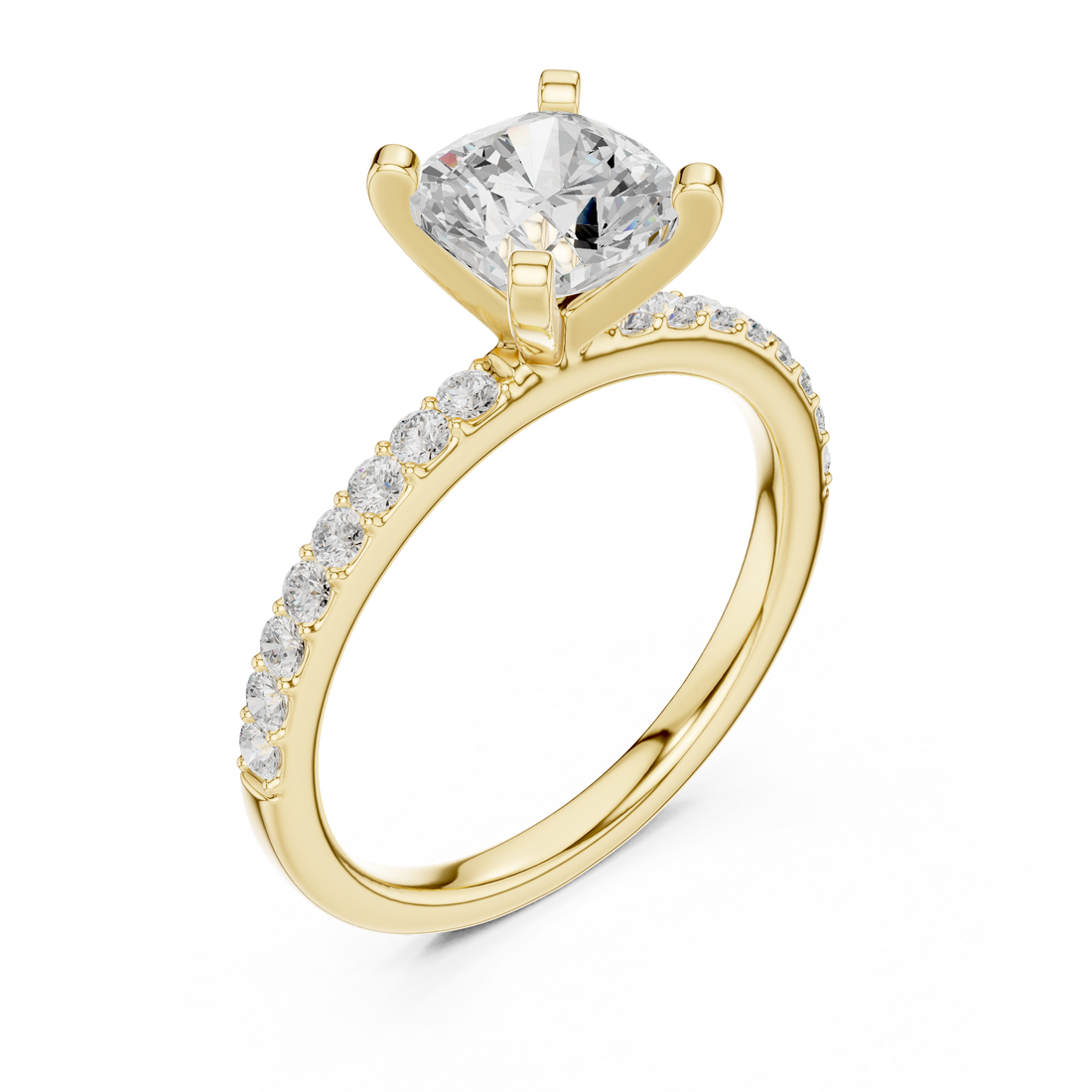 Timeless  Stunning Cushion Cut Solitaire Engagement Ring with Diamond Accents