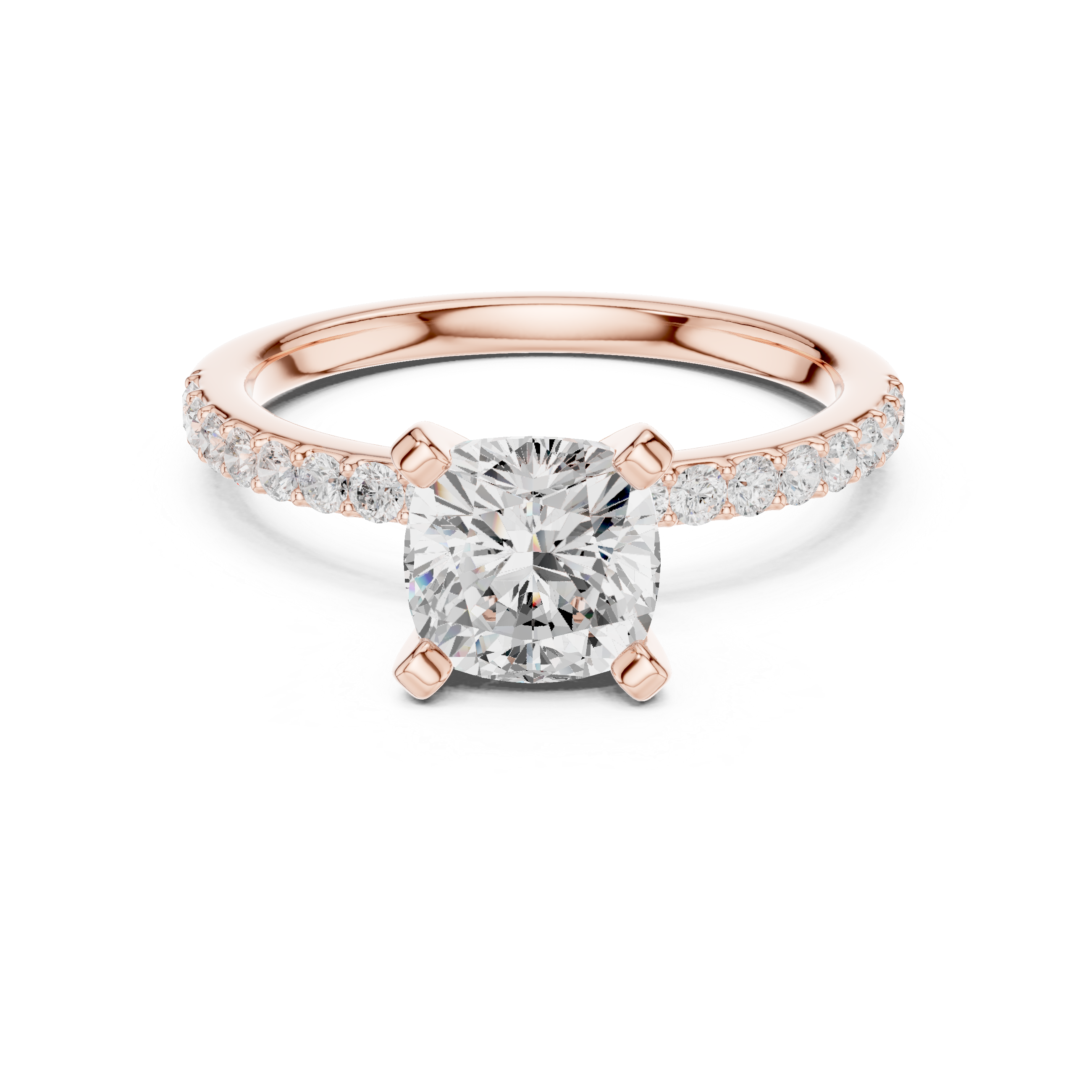 Timeless  Stunning Cushion Cut Solitaire Engagement Ring with Diamond Accents