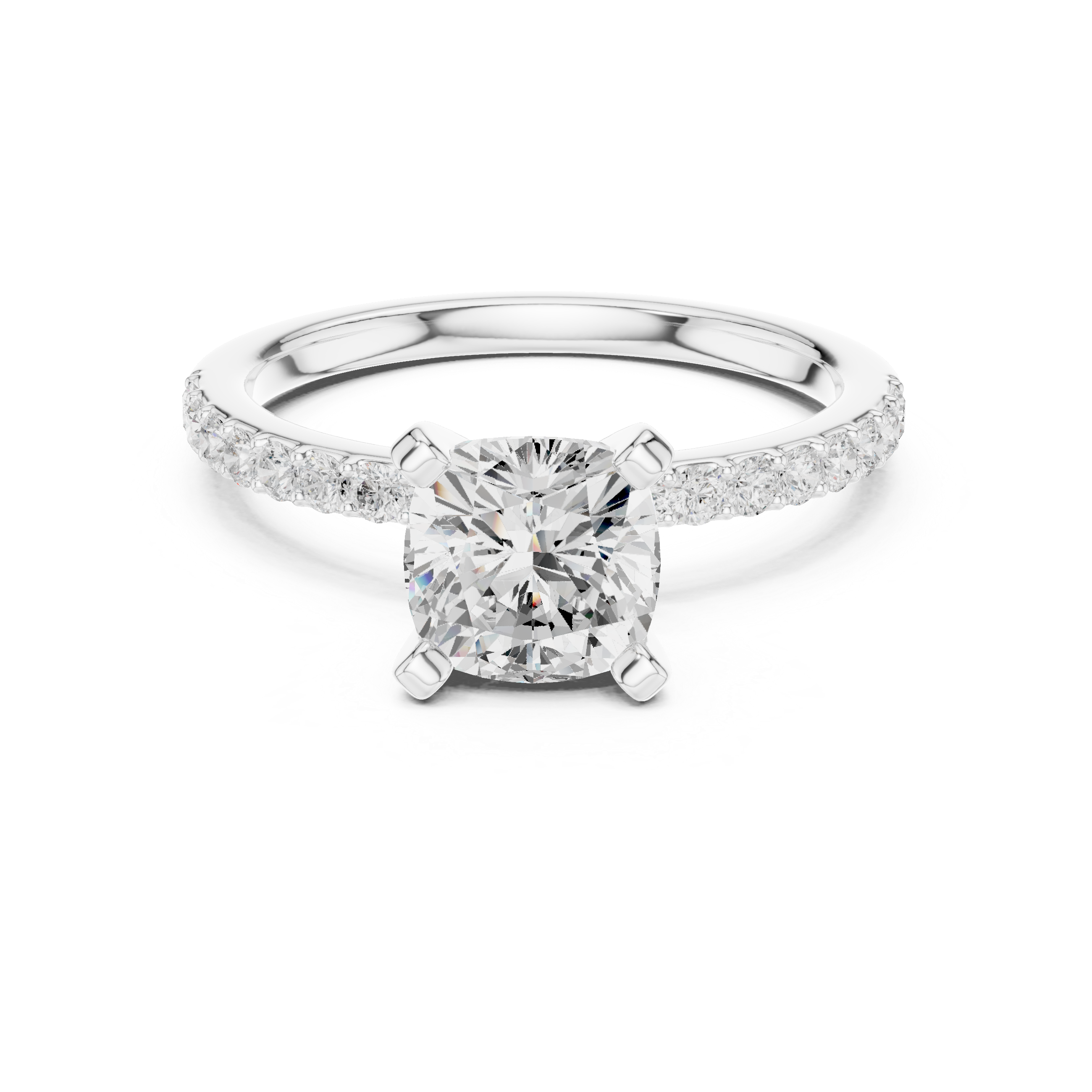 Timeless  Stunning Cushion Cut Solitaire Engagement Ring with Diamond Accents