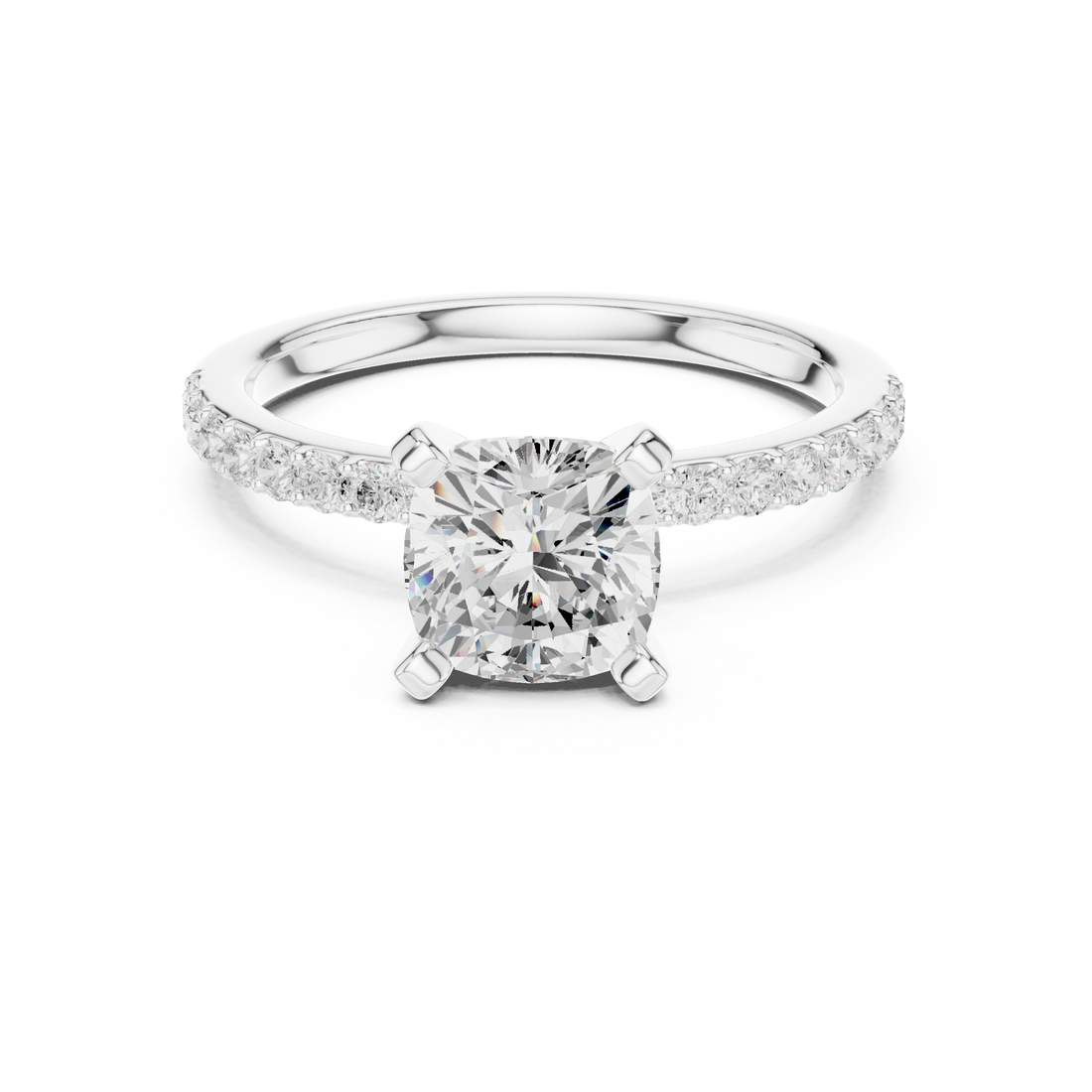 Timeless  Stunning Cushion Cut Solitaire Engagement Ring with Diamond Accents