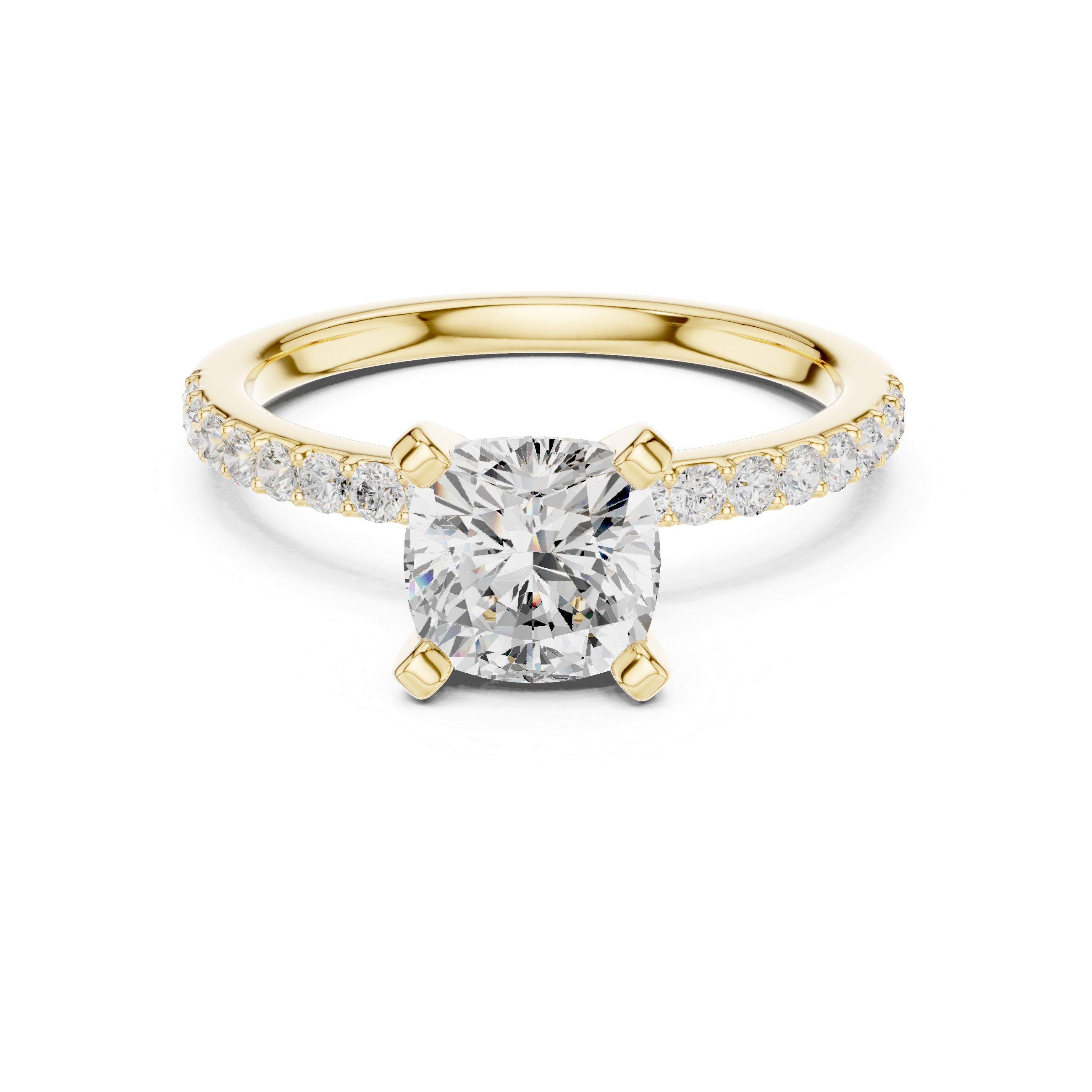 Timeless  Stunning Cushion Cut Solitaire Engagement Ring with Diamond Accents