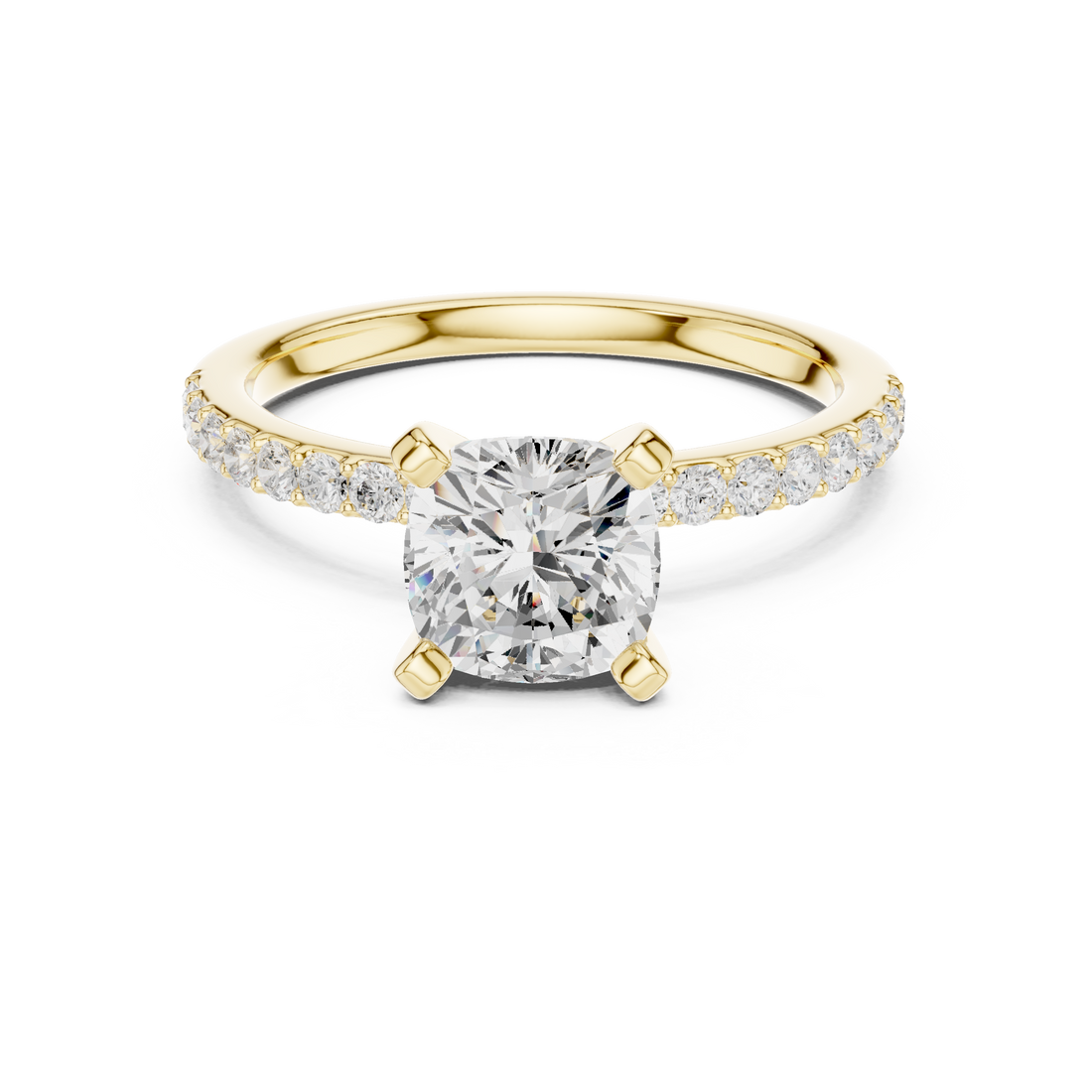 Timeless  Stunning Cushion Cut Solitaire Engagement Ring with Diamond Accents