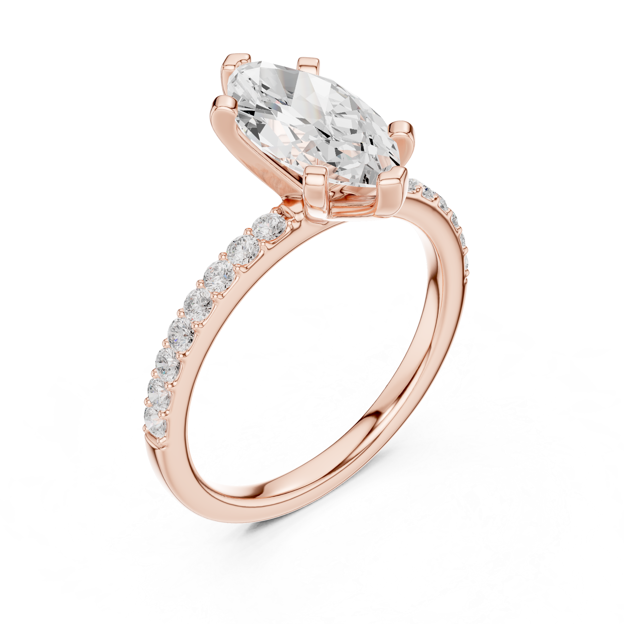 Signature Marquise Cut Engagement Ring | Sleek Pave Set Design