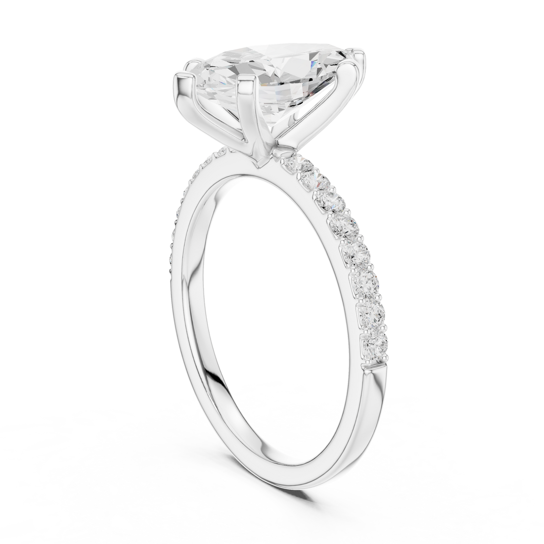 Signature Marquise Cut Engagement Ring | Sleek Pave Set Design