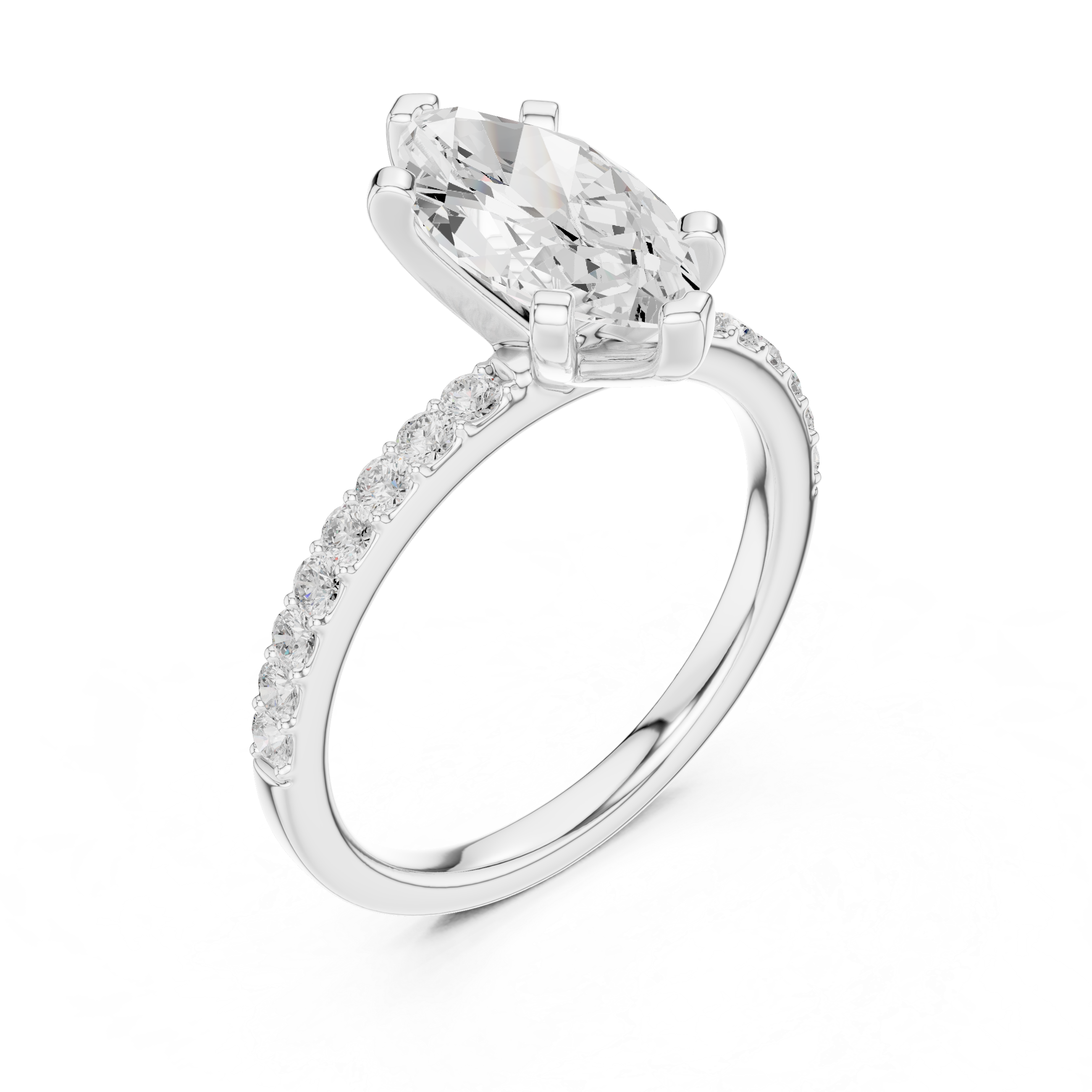 Signature Marquise Cut Engagement Ring | Sleek Pave Set Design