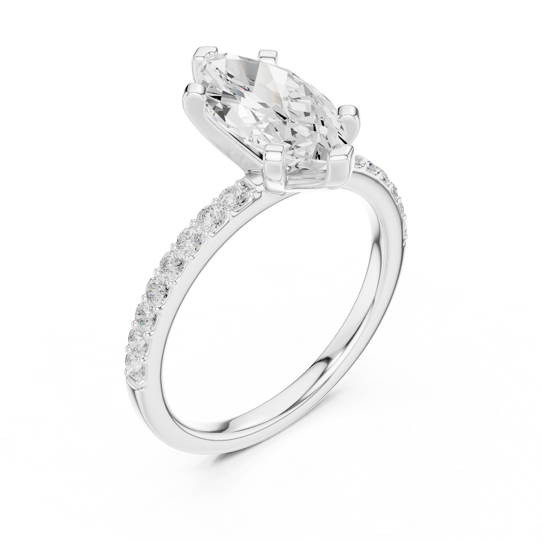 Signature Marquise Cut Engagement Ring | Sleek Pave Set Design