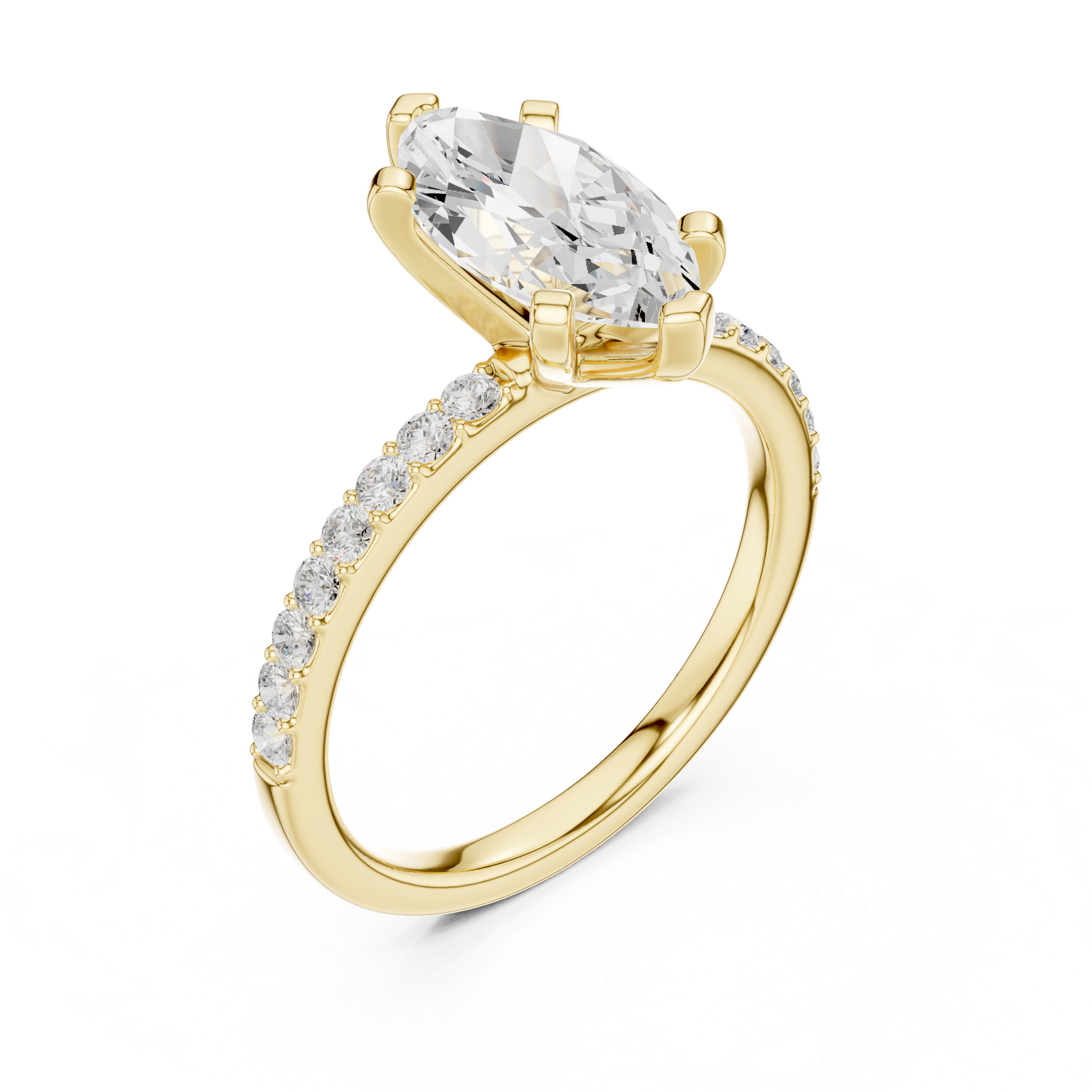 Signature Marquise Cut Engagement Ring | Sleek Pave Set Design