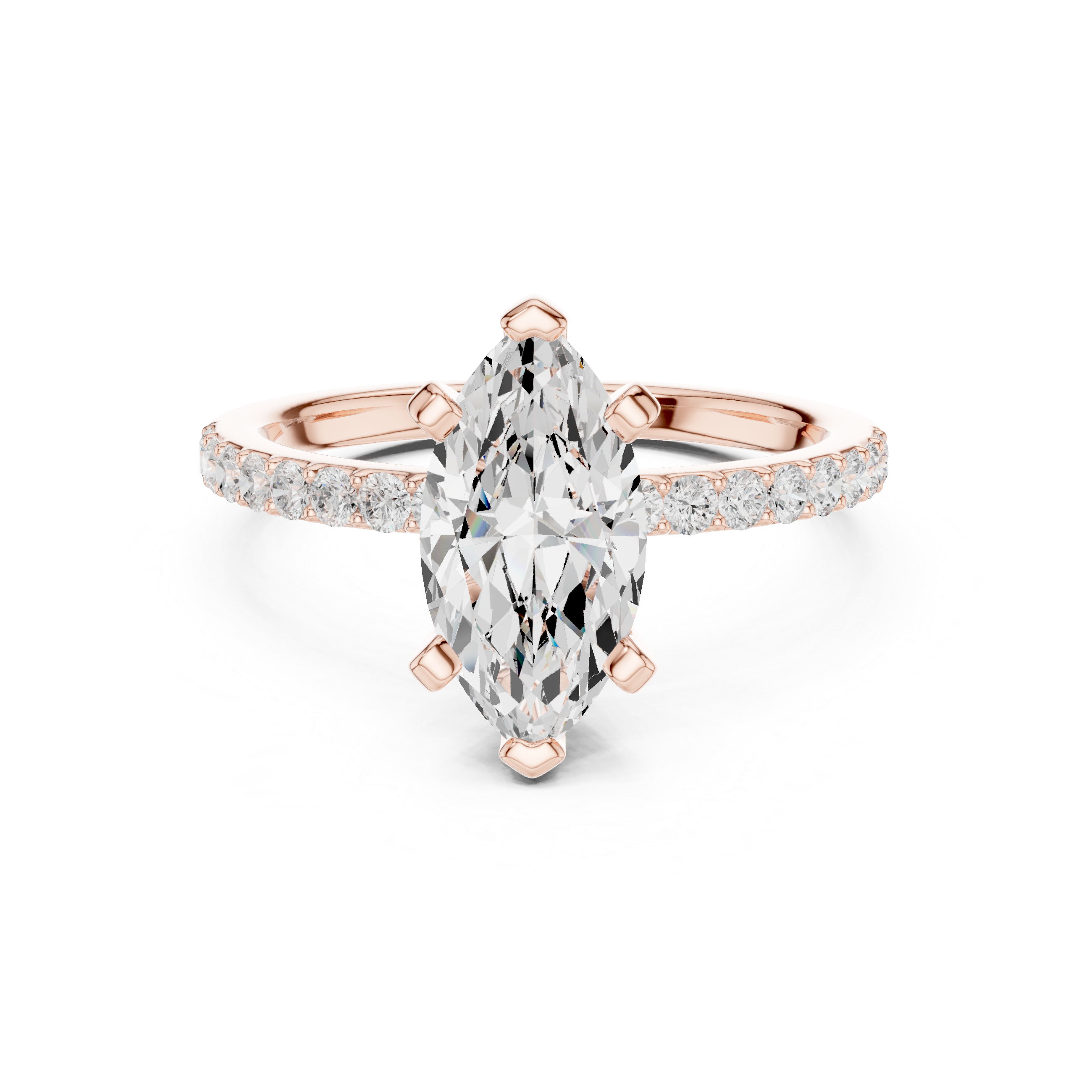Signature Marquise Cut Engagement Ring | Sleek Pave Set Design