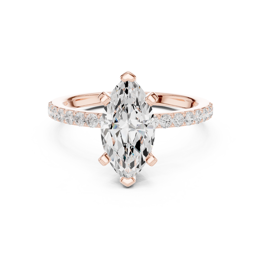 Signature Marquise Cut Engagement Ring | Sleek Pave Set Design