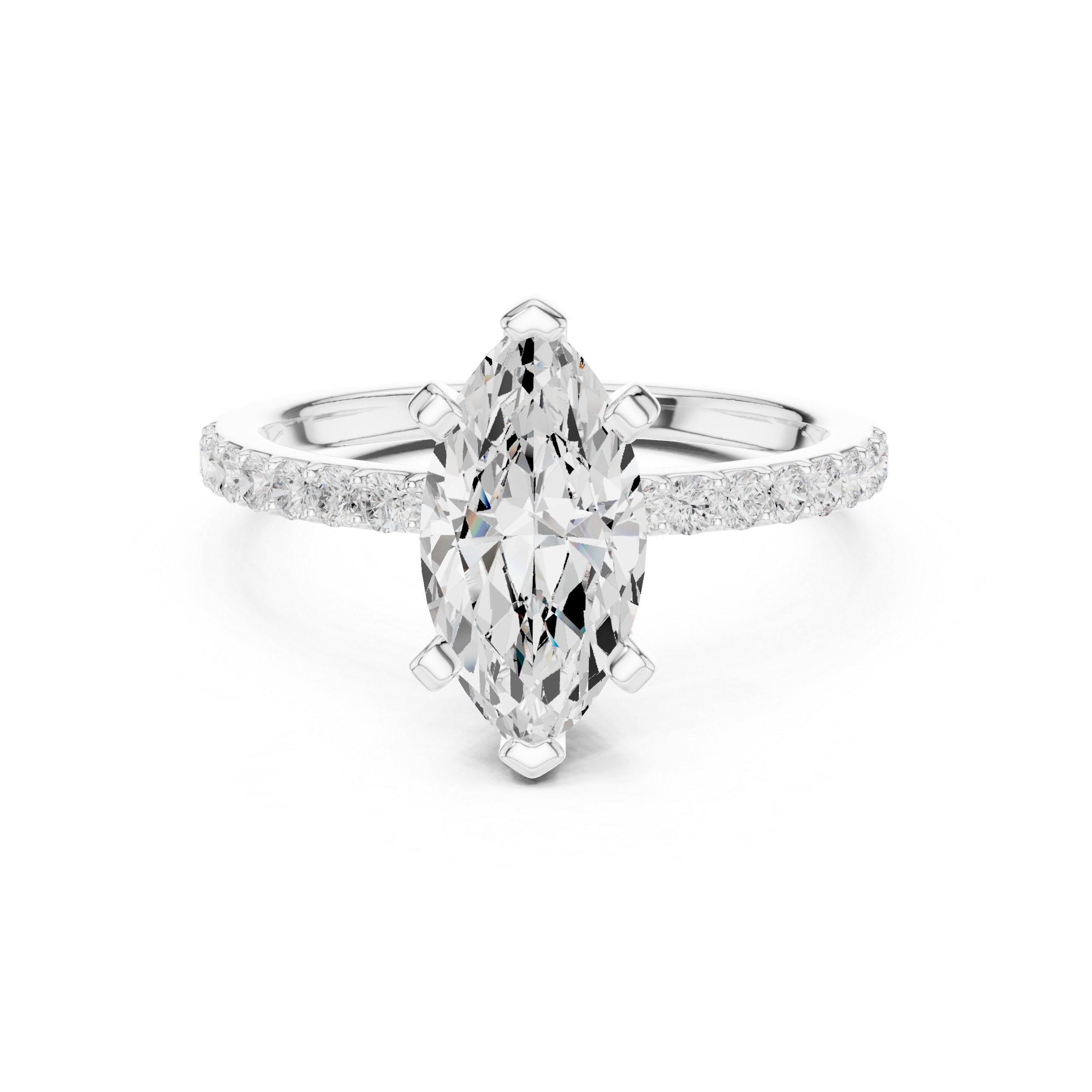 Signature Marquise Cut Engagement Ring | Sleek Pave Set Design