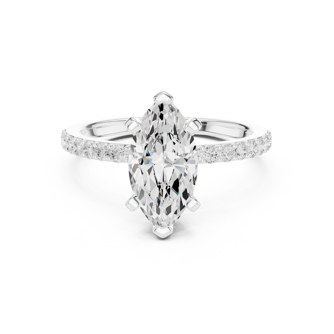 Signature Marquise Cut Engagement Ring | Sleek Pave Set Design