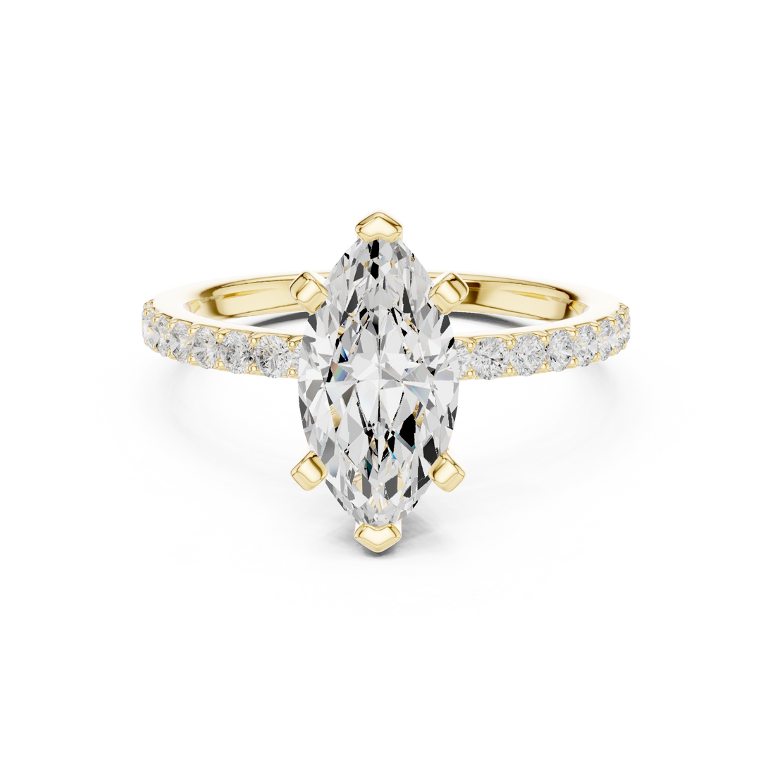 Signature Marquise Cut Engagement Ring | Sleek Pave Set Design