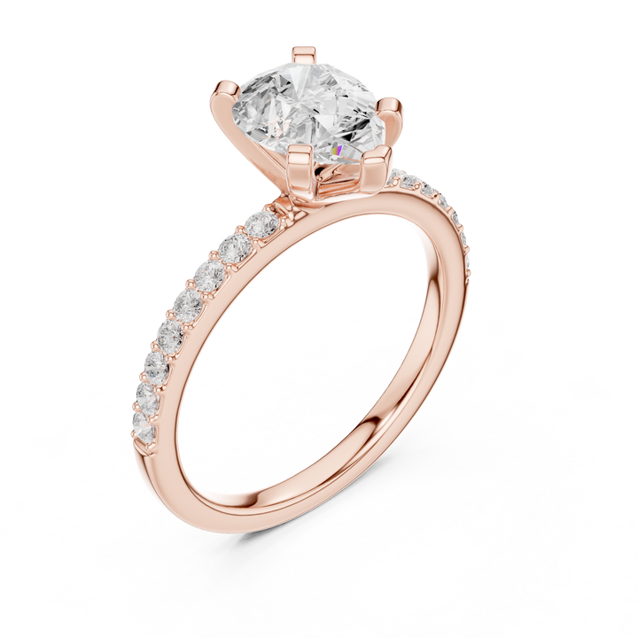 Sophisticated White Gold Engagement Pear Cut Diamond Ring with Side Accents