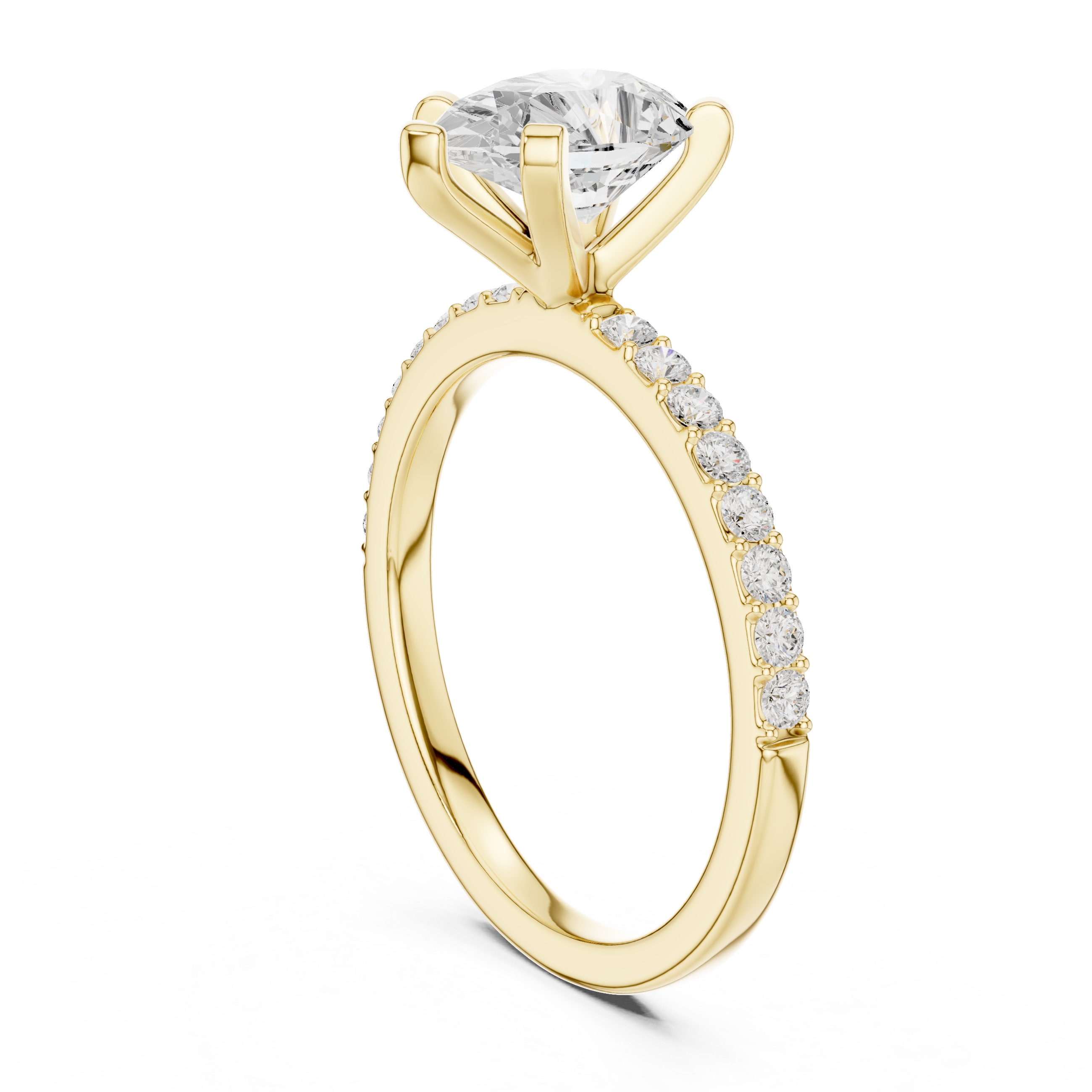 Sophisticated White Gold Engagement Pear Cut Diamond Ring with Side Accents