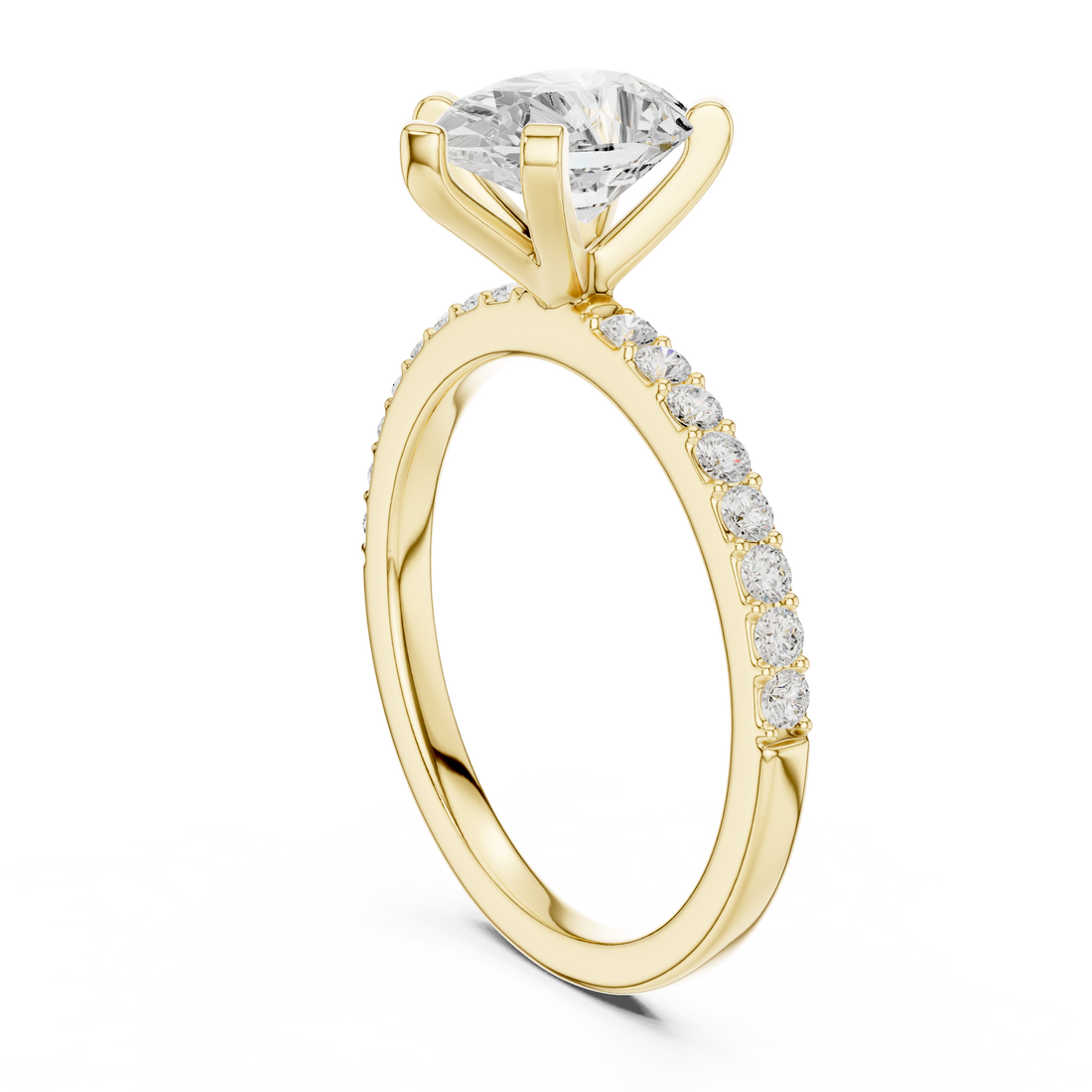 Sophisticated White Gold Engagement Pear Cut Diamond Ring with Side Accents
