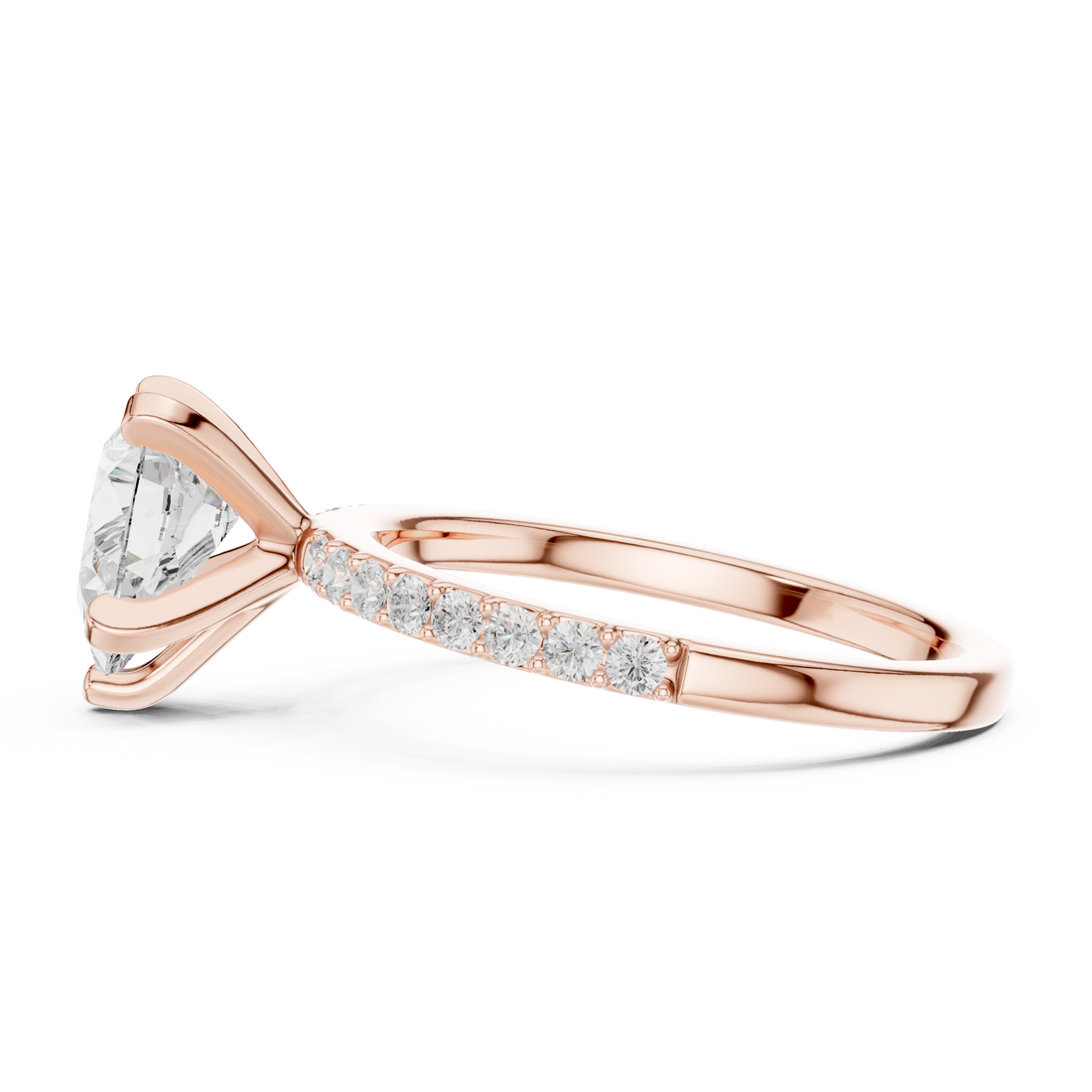 Sophisticated White Gold Engagement Pear Cut Diamond Ring with Side Accents