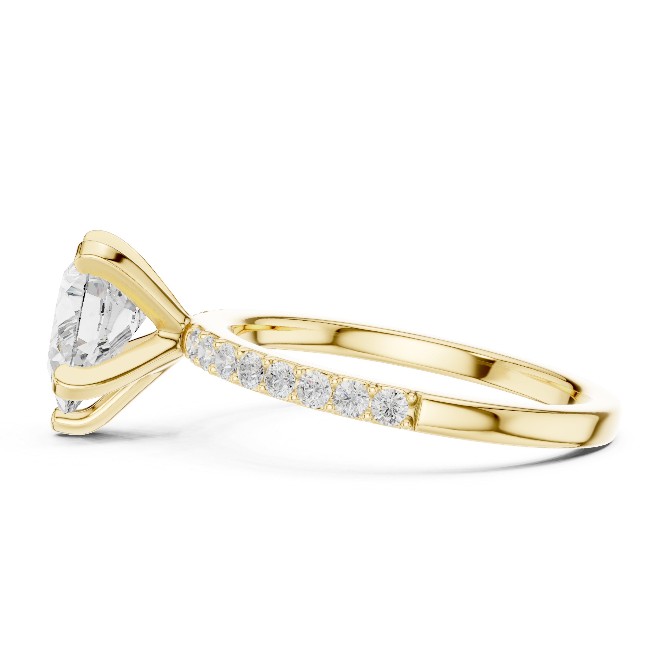 Sophisticated White Gold Engagement Pear Cut Diamond Ring with Side Accents