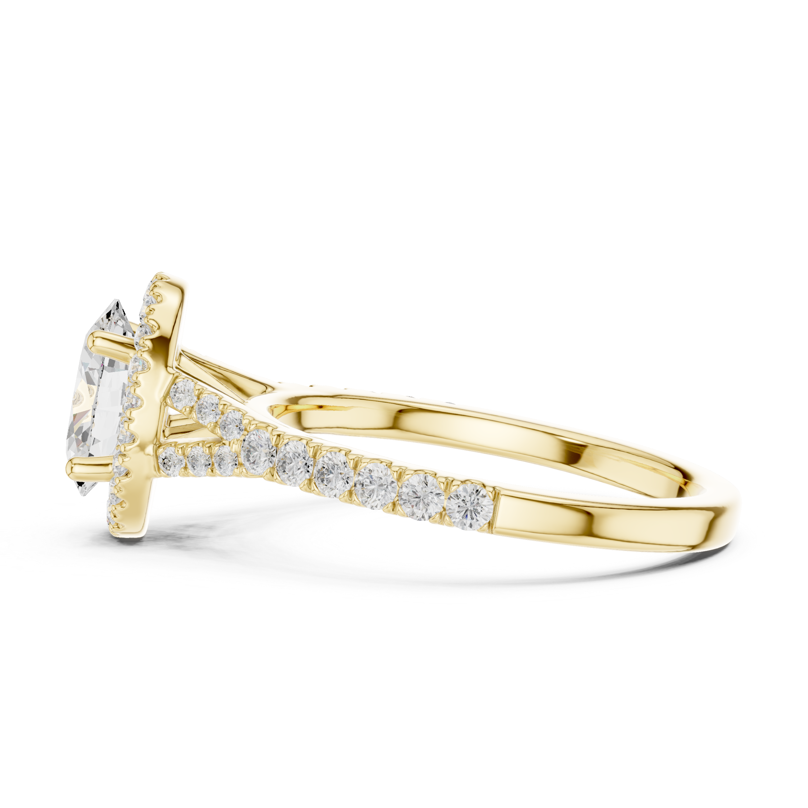 Designer Oval Halo Diamond Ring with Classic Pavé Band