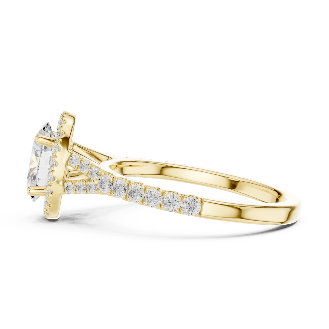 Designer Oval Halo Diamond Ring with Classic Pavé Band