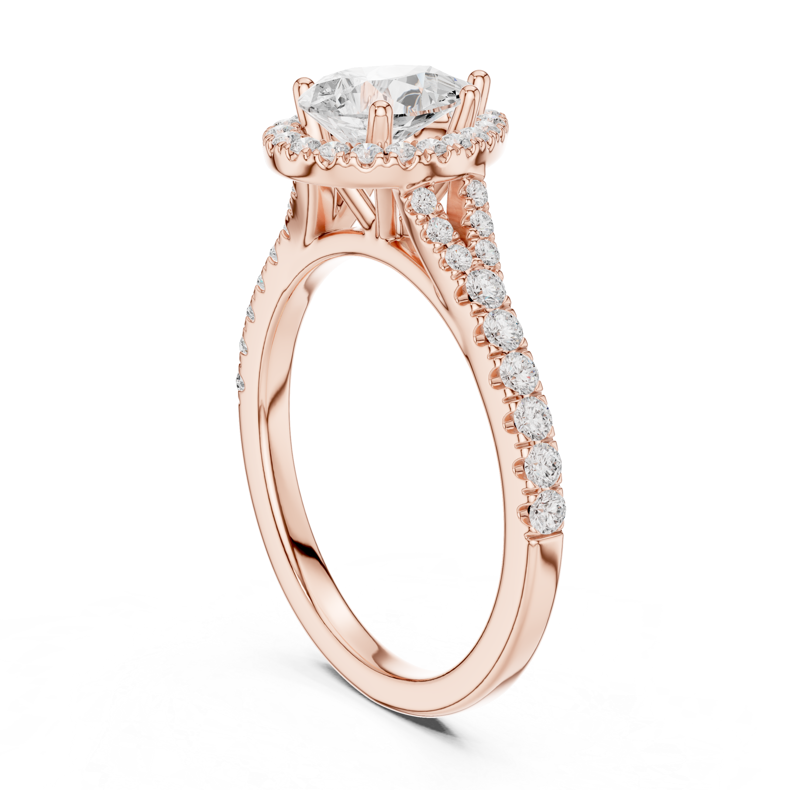 Pear Cut Engagement Ring with Halo, Diamond Accent Band Ring, White Gold Wedding Ring, Elegant Gift